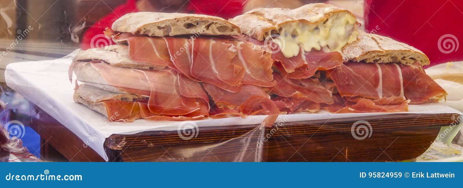 A Specialty in Portugal Bread with Ham and Melted Cheese Stock Image