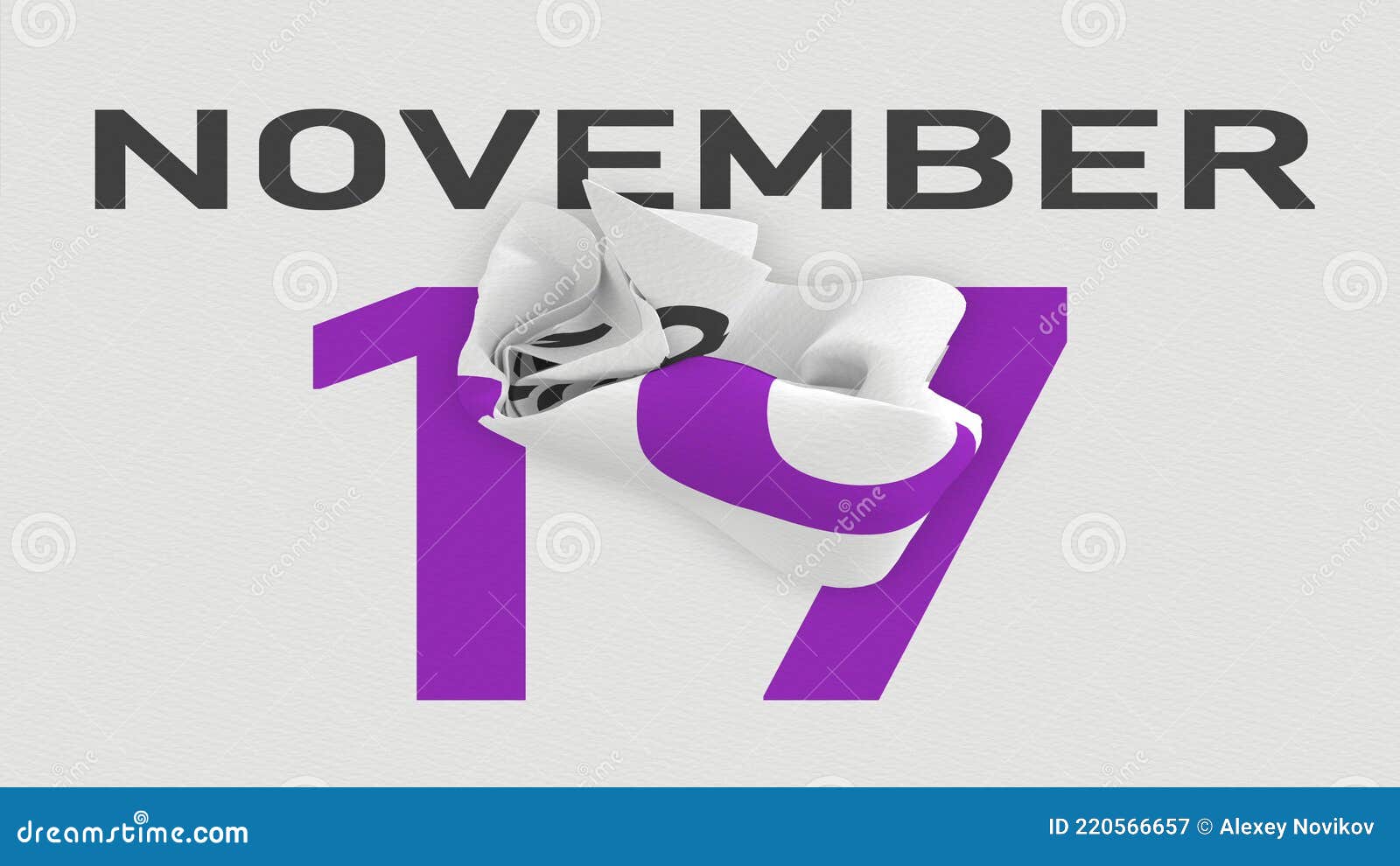 November 17 Date Behind Crumpled Paper Page of a Calendar, 3d Rendering ...