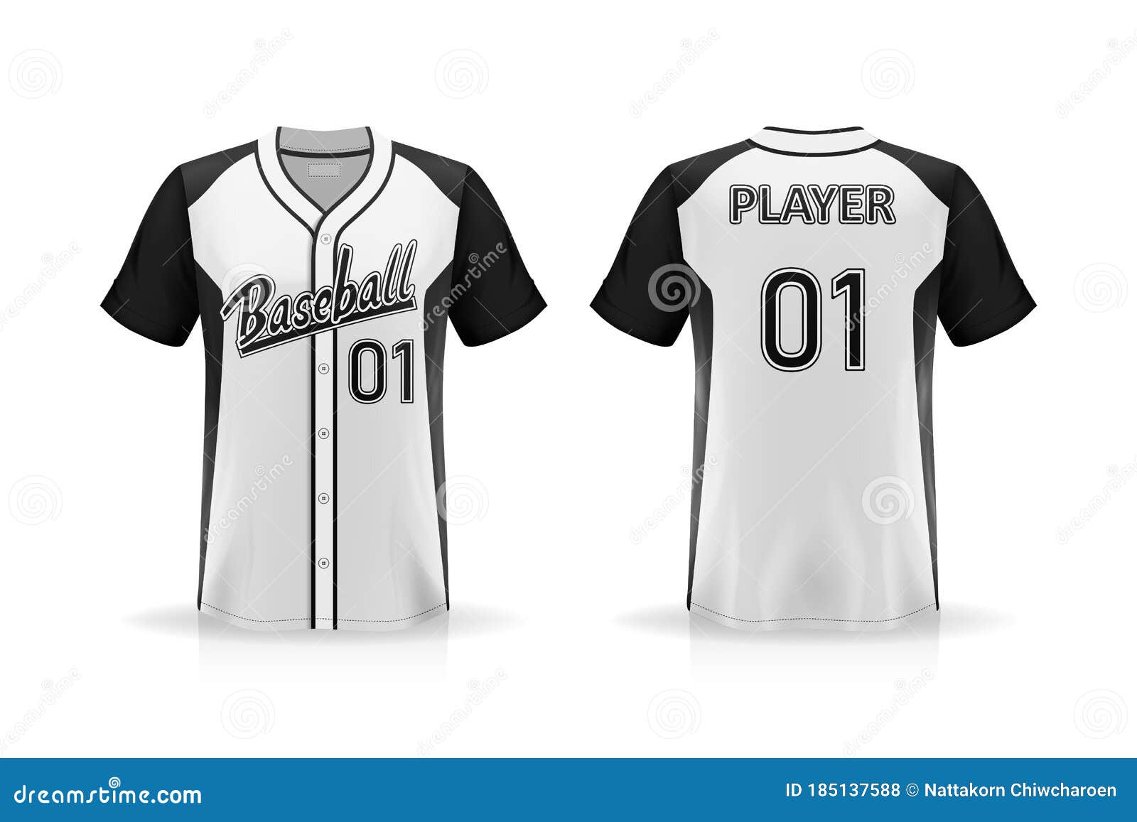 Specification Baseball T Shirt Mockup Isolated on White Background , Blank  Space on the Shirt for the Design and Placing Elements Stock Vector -  Illustration of casual, jersey: 185137588