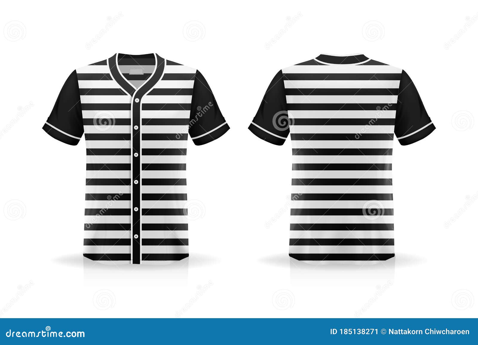 Specification Baseball Jersey T Shirt Mockup Isolated On White Background ,  Blank Space On The Shirt For The Design And Placing Elements Or Text On The  Shirt , Blank For Printing 