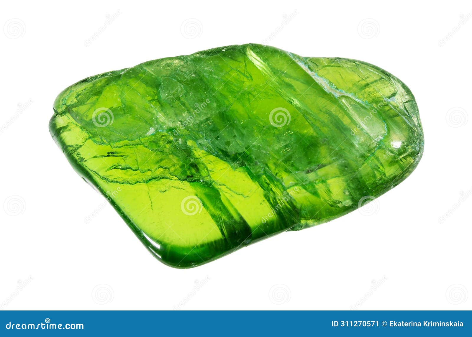 natural polished chrome diopside crystal cutout