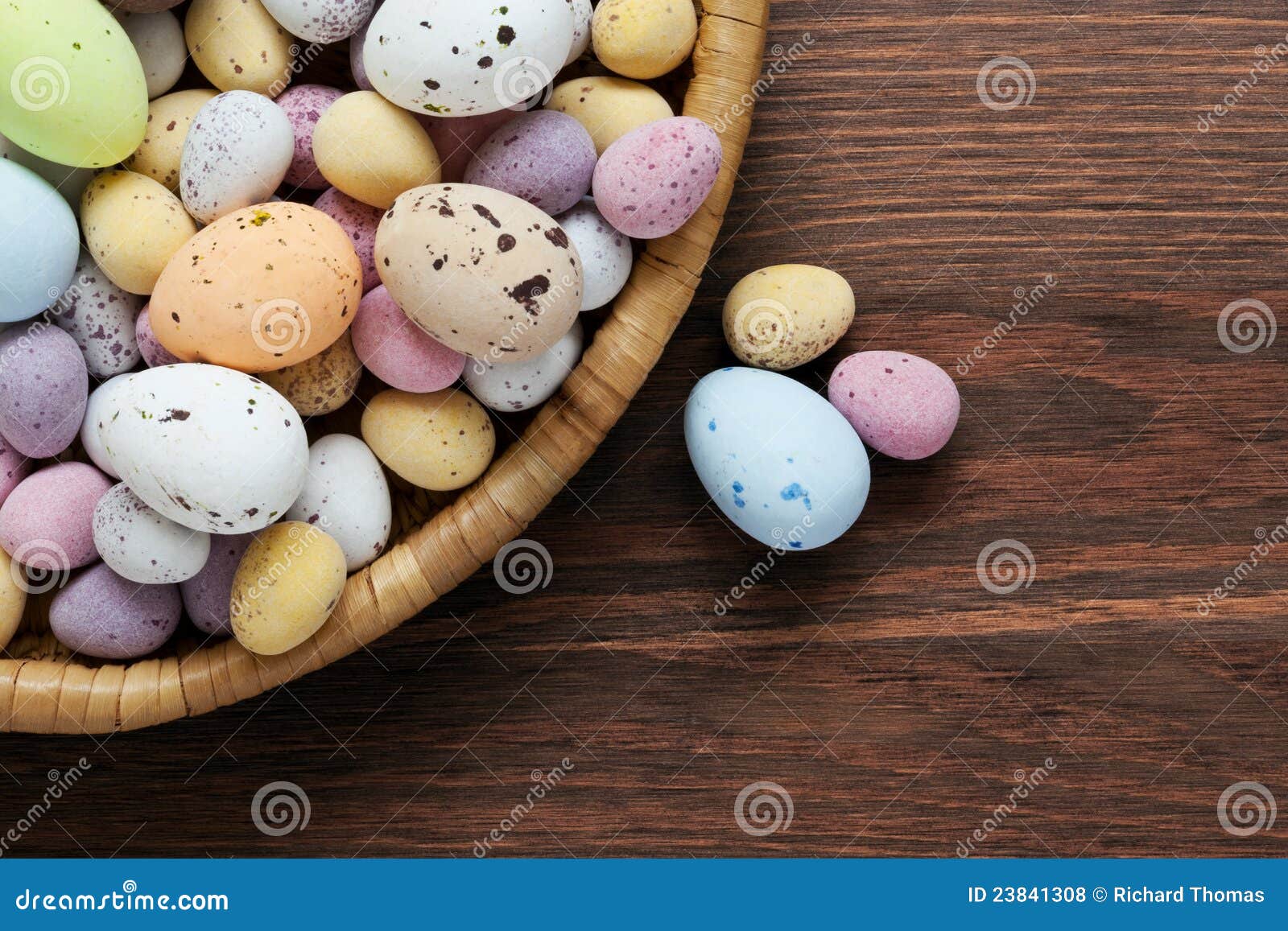 Speckled Chocolate Easter Eggs in a Basket Stock Photo - Image of ...