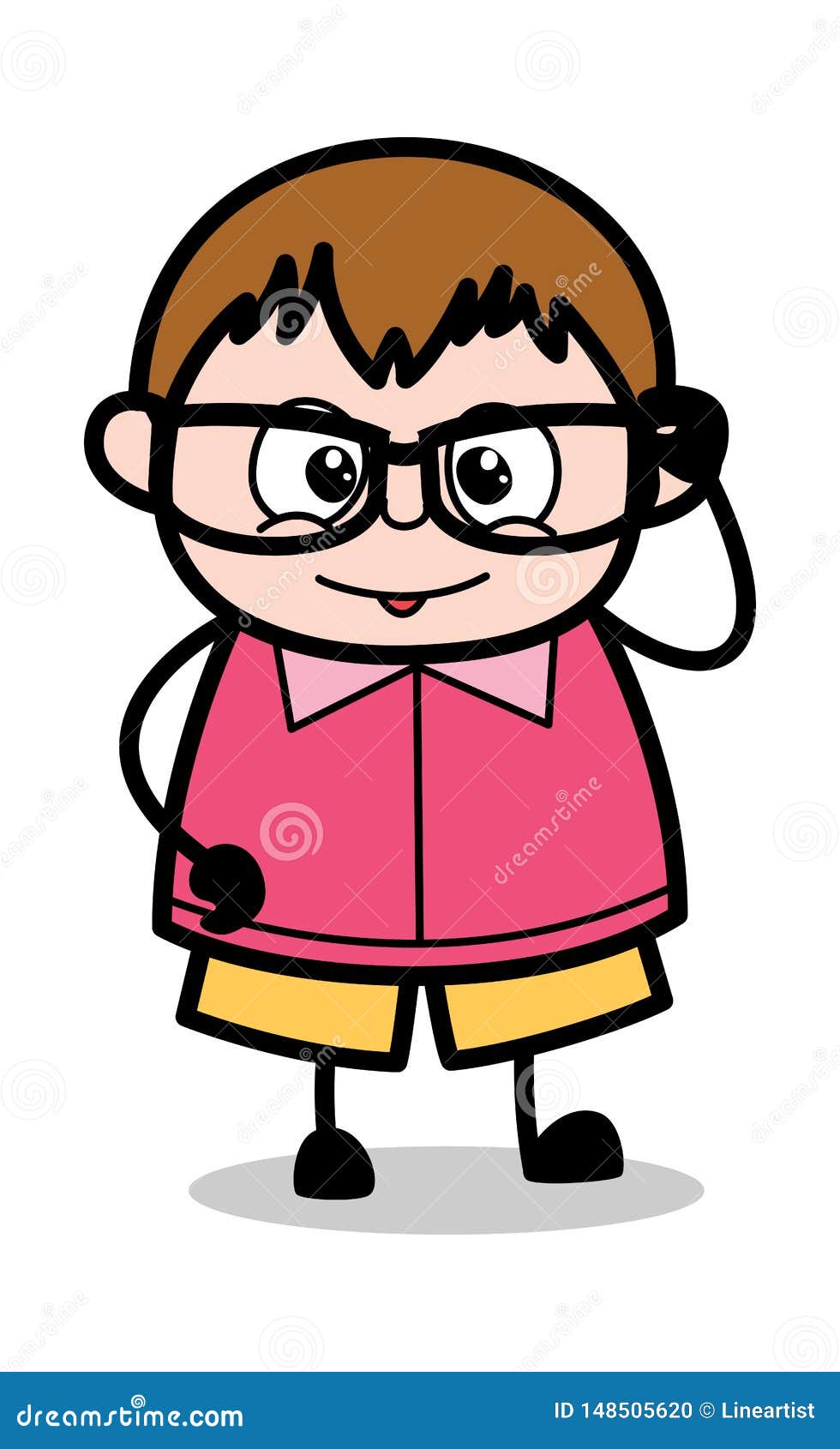 Specs Design - Teenager Cartoon Fat Boy Vector Illustration Stock