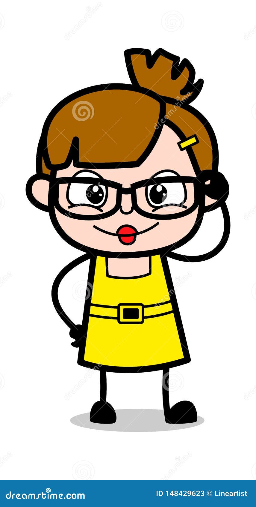 Specs Designs - Cute Girl Cartoon Character Vector Illustration Stock