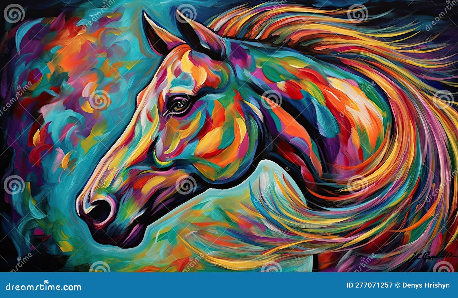 Spectacular Artwork Created by Colorful Painting Horse Creating Using
