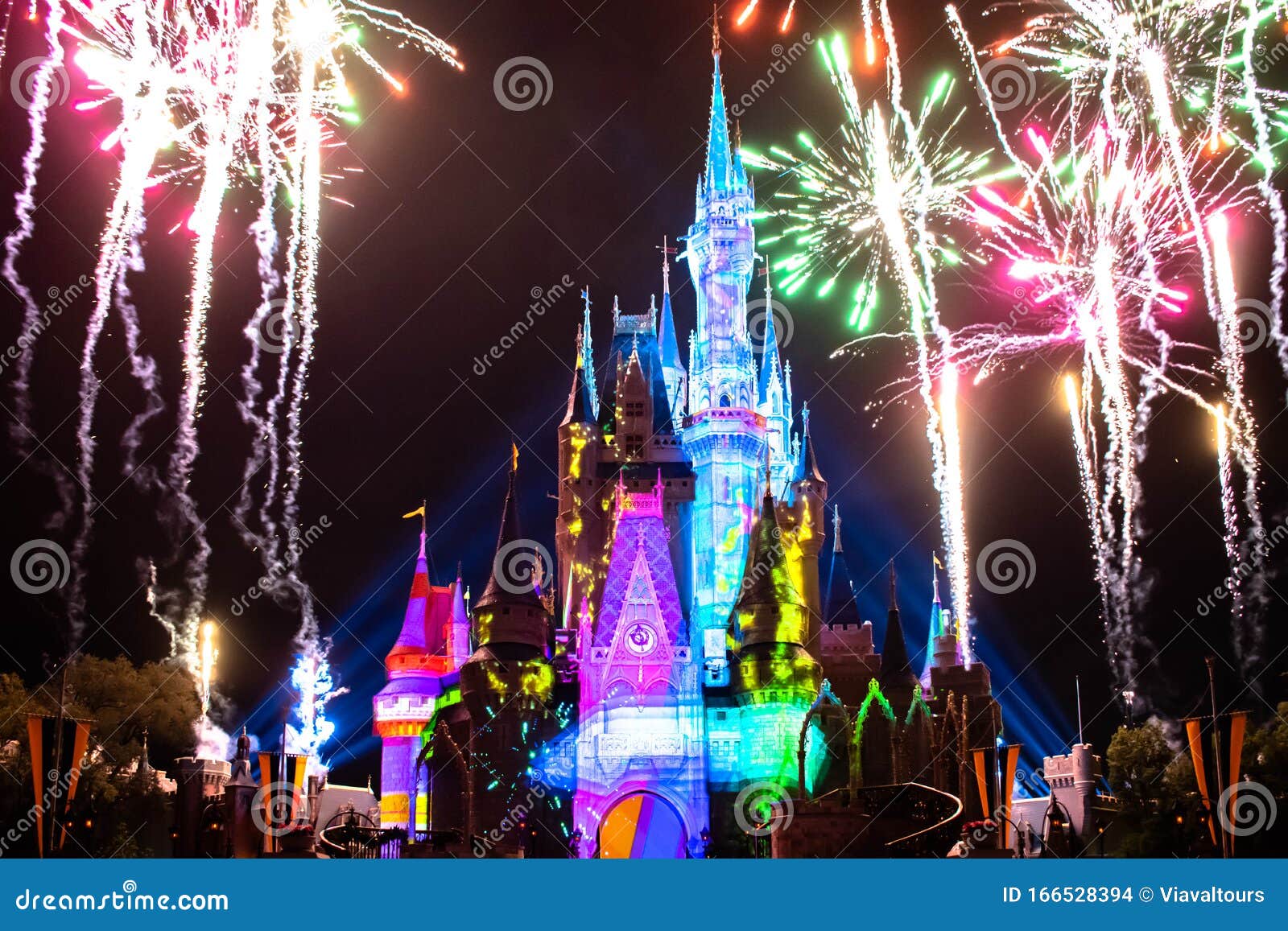 Spectacular Fireworks And Colorful Cinderella Castle In ...