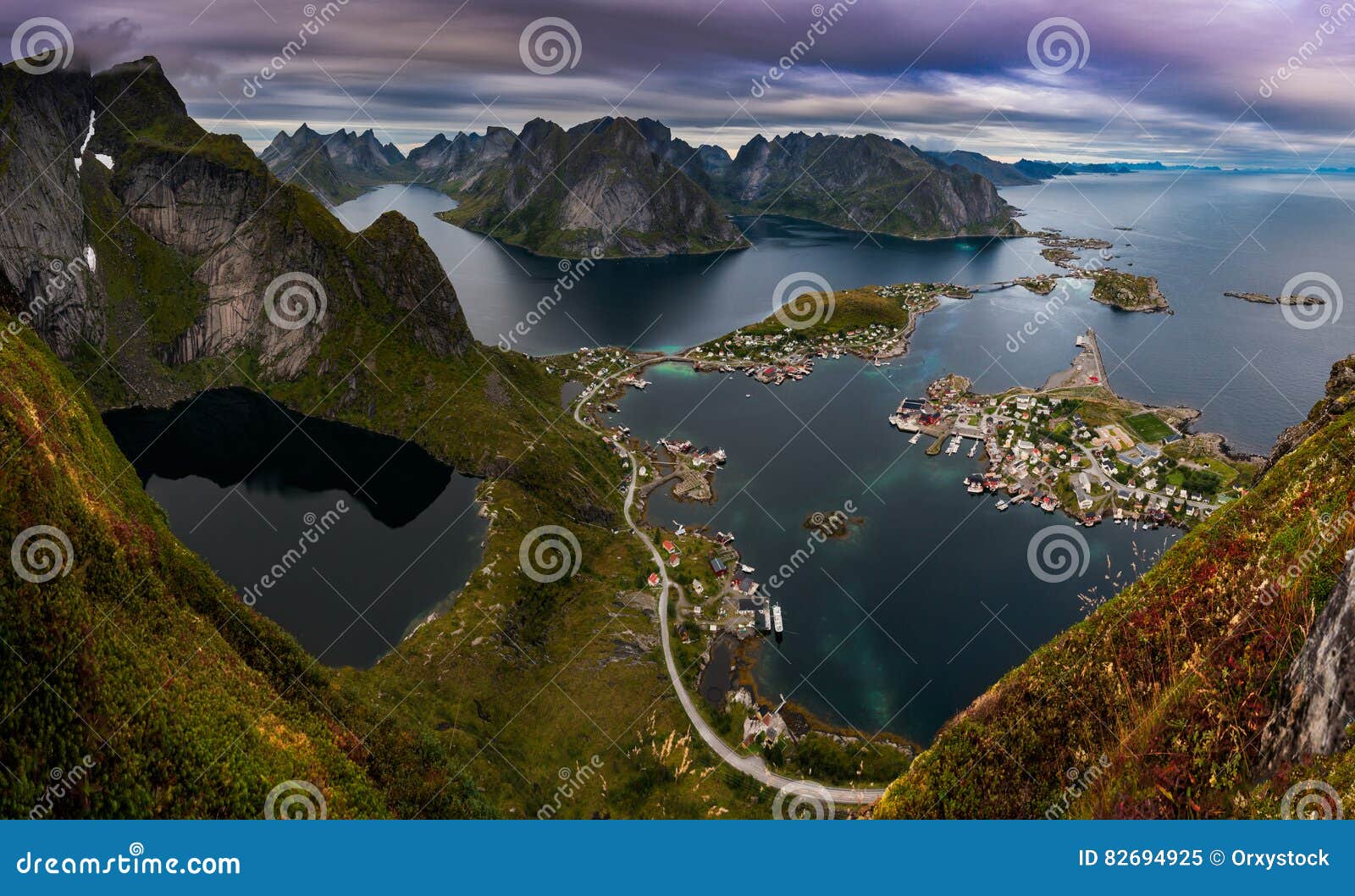 spectacular panorama from reinebringen over reine town