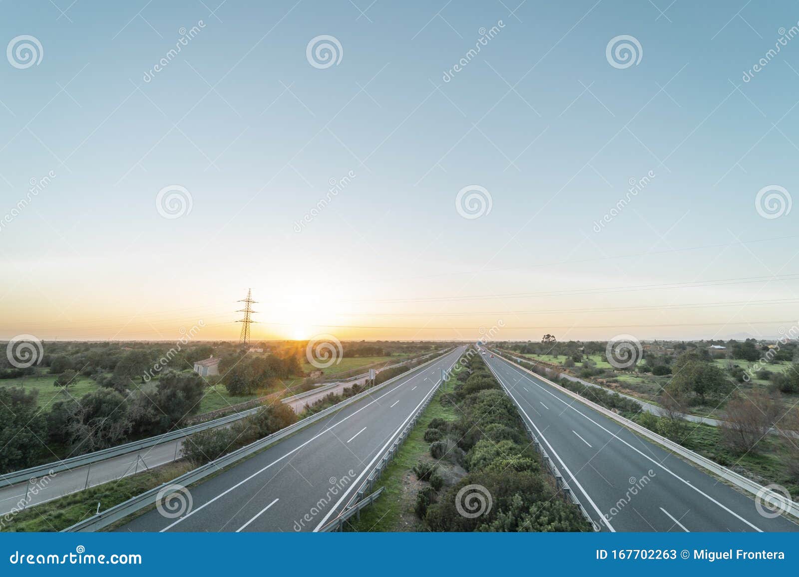 motorway panorama at sunset in majorca