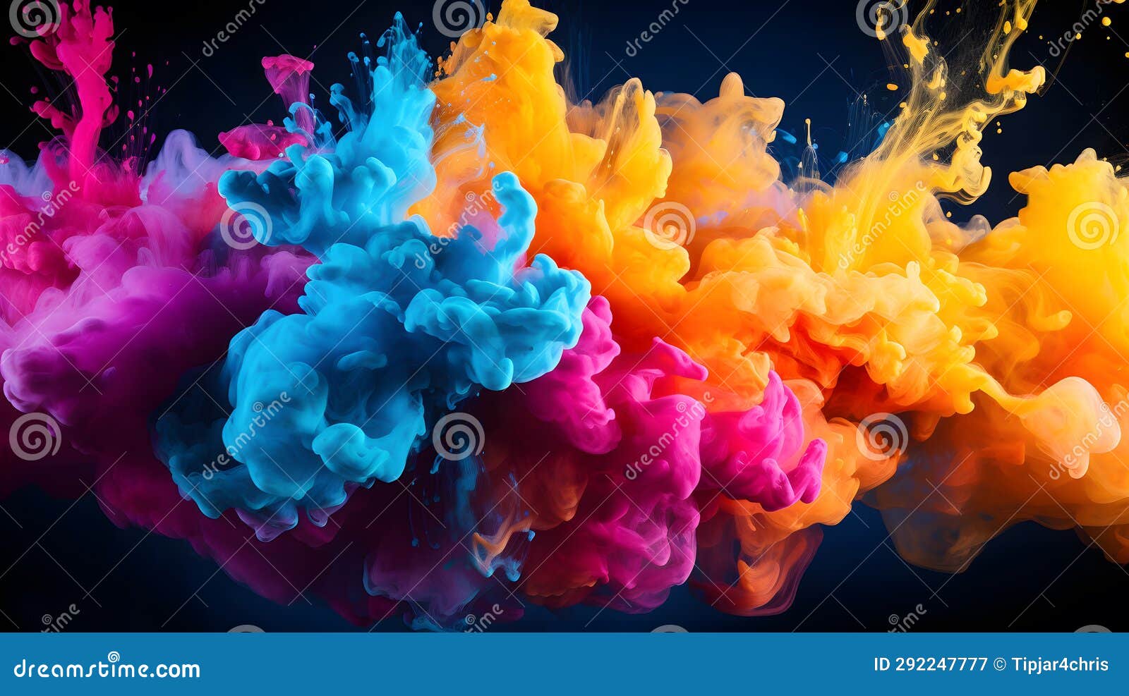 Spectacular Rainbow Dust Cloud on Black Isolated Background Stock