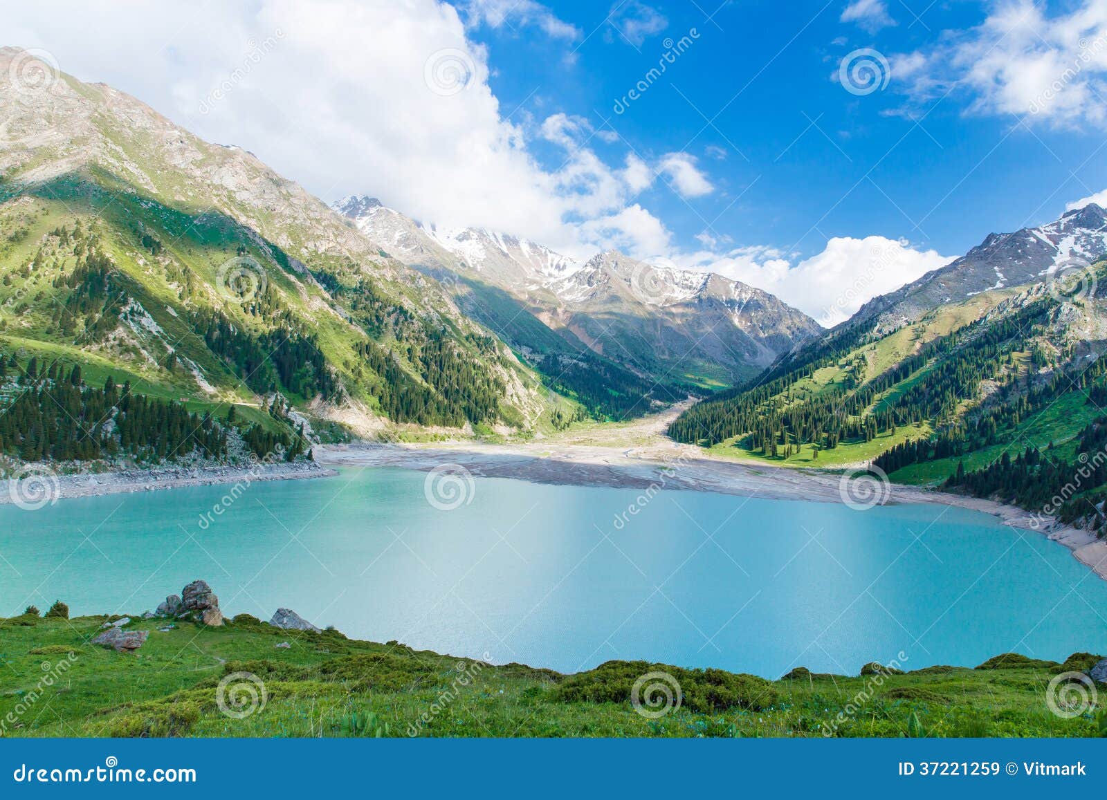 Spectacular scenic Big Almaty Lake ,Tien Shan Mountains in Almaty, Kazakhstan,Asia at summer