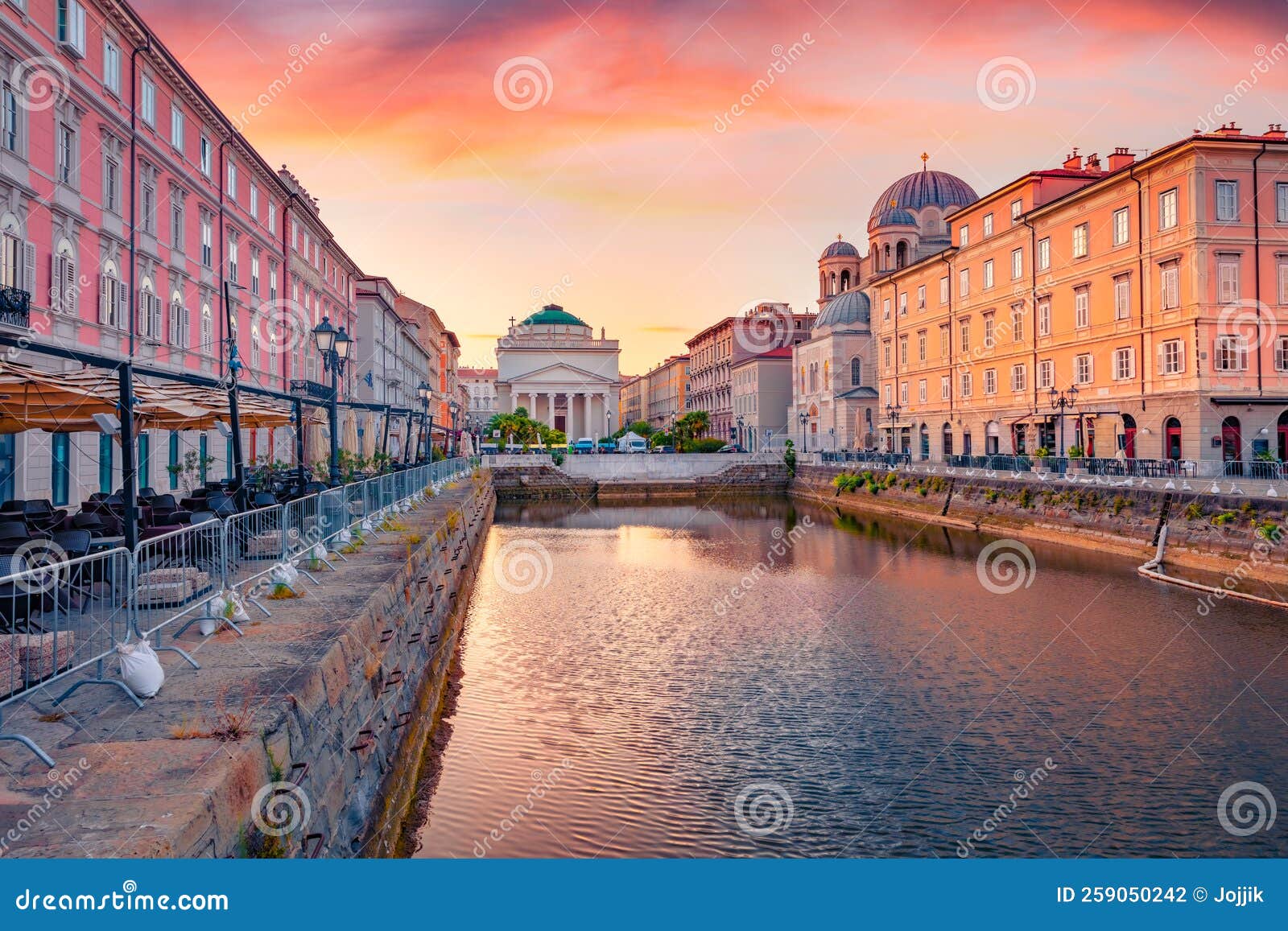 spectacular summer sunrise in trieste, italy, europe.