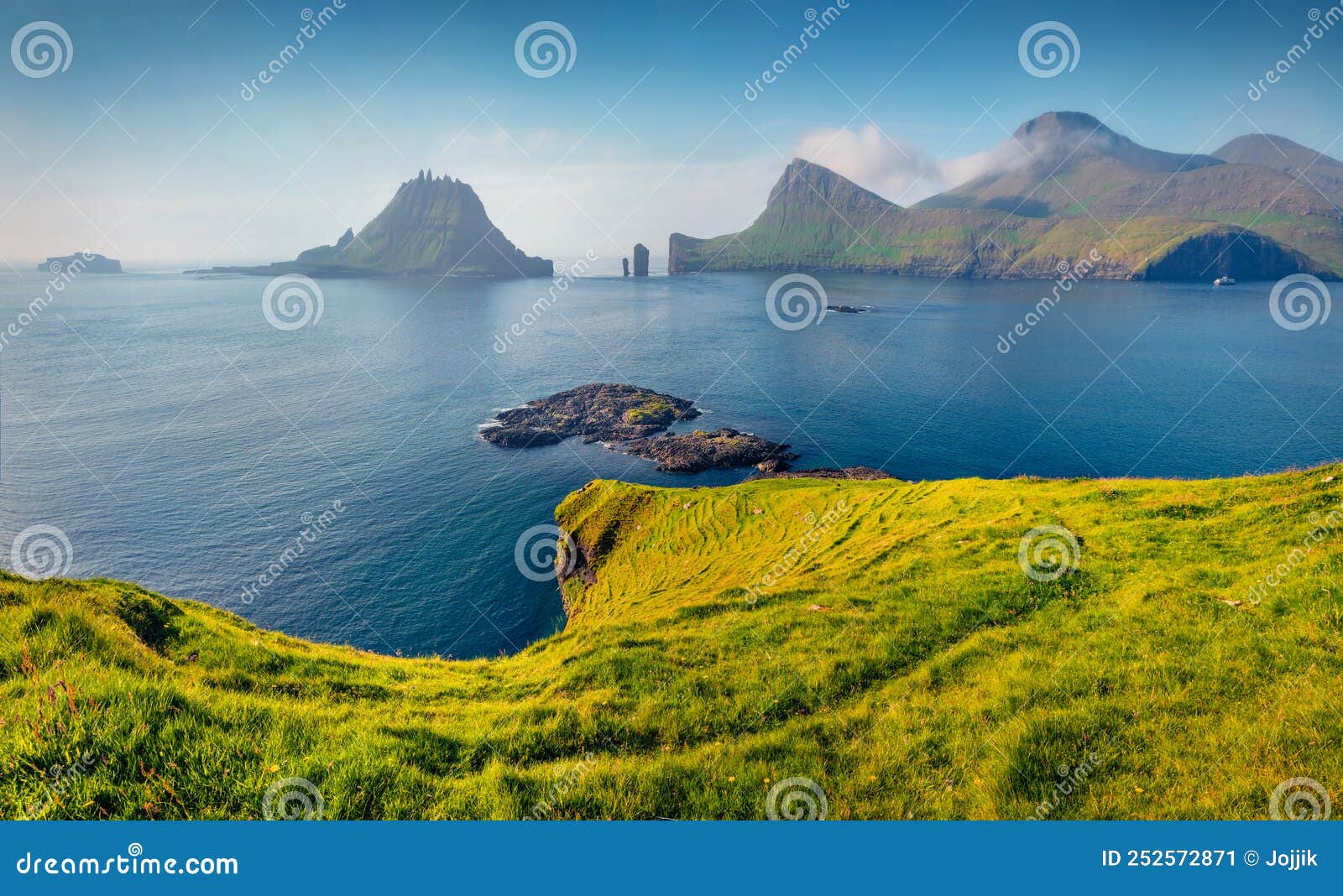 spectacular summer view of faroe islands.