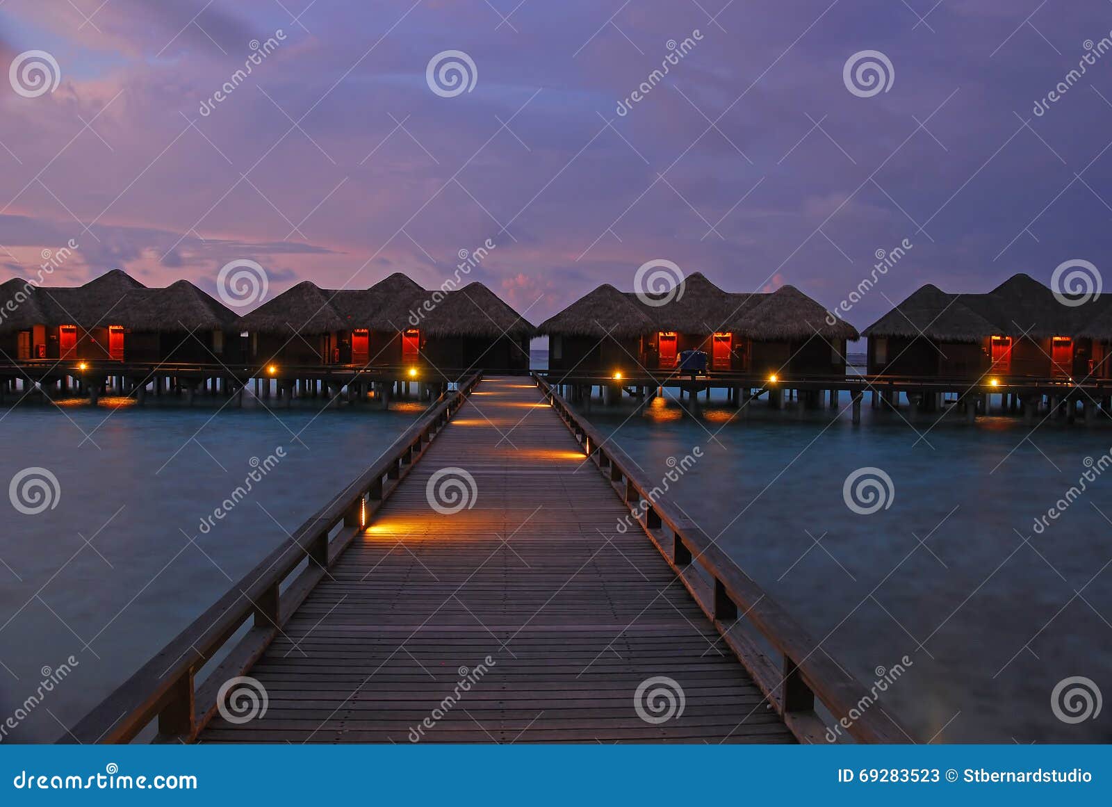 spectacular twilight in one of the islands at maldives