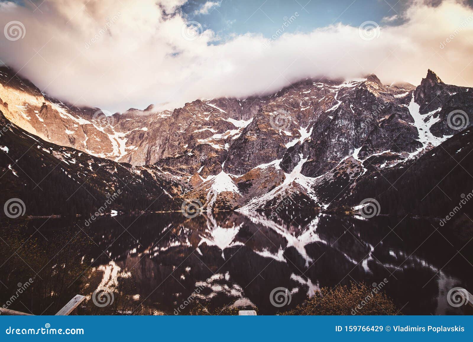 beautiful view to the mountains with nice reflection