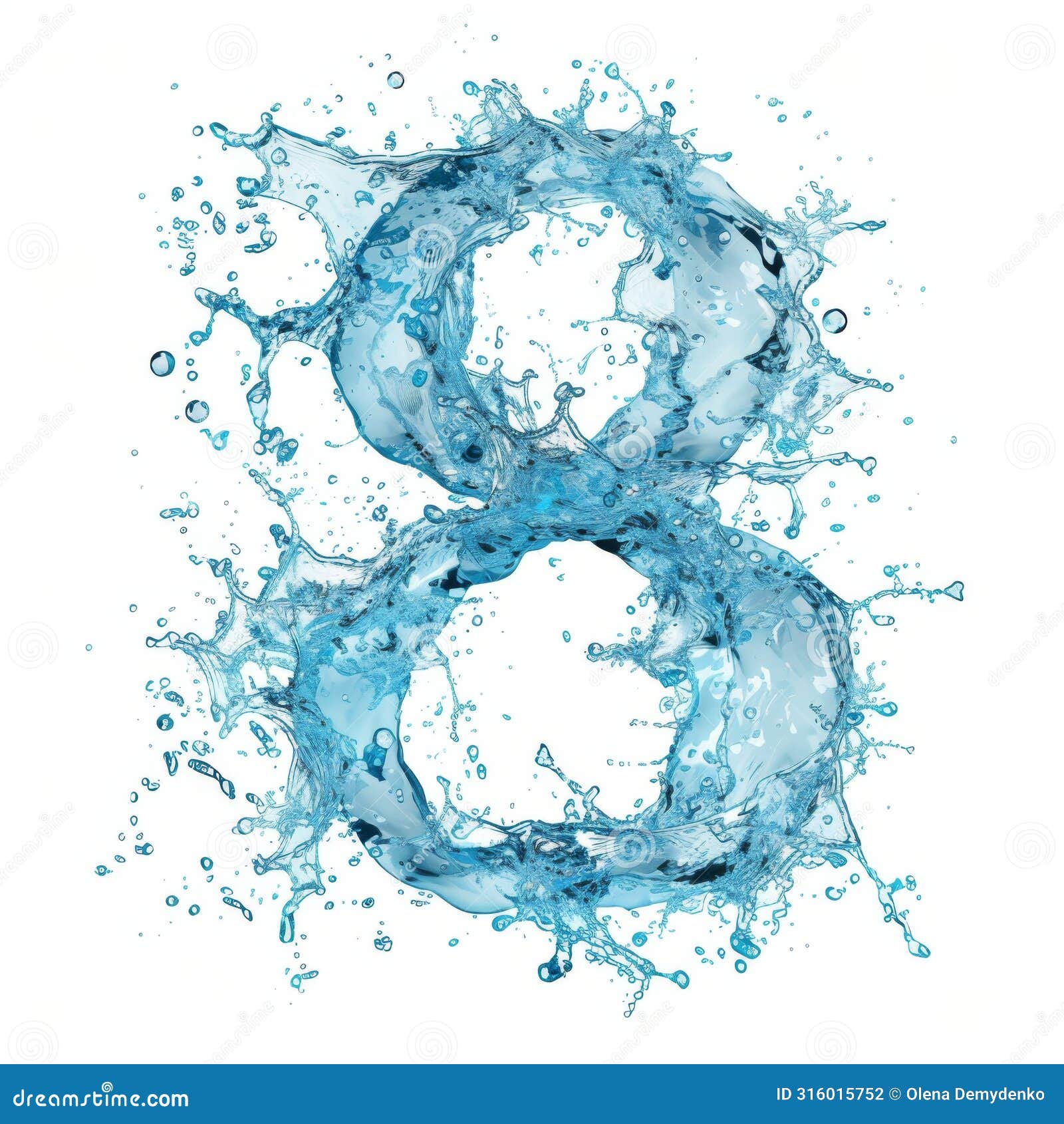 a spectacular wave in the  of the number 8. the concept of infinity. number 8 made from water splashes. digital