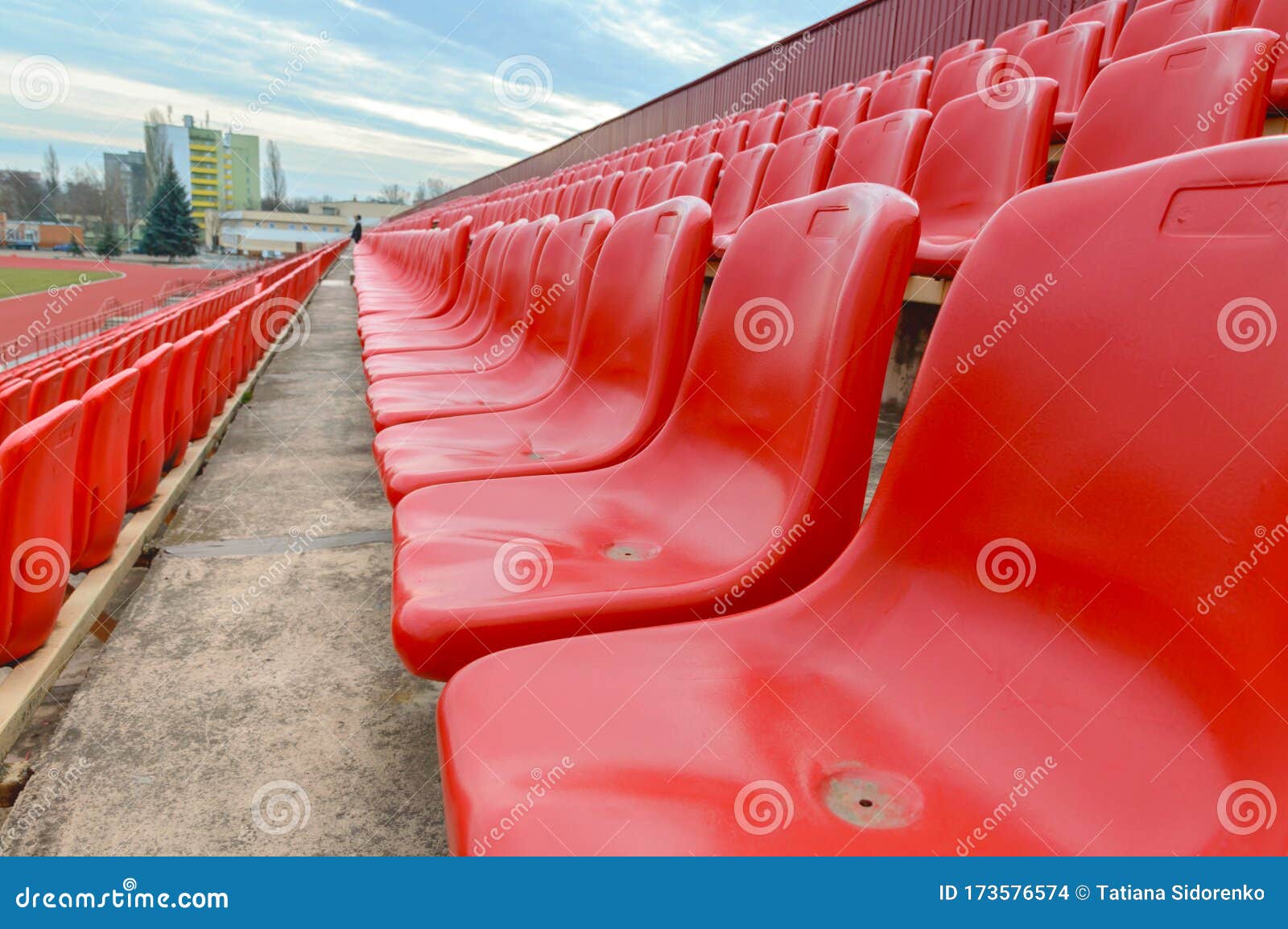Spectator Bleachers on an Open Soccer Field. Stadium for Summer ...