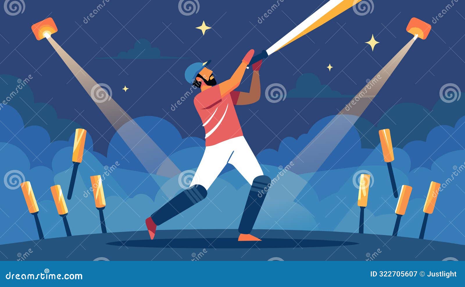 the spectators held their breath as the batsman masterfully hit a six causing the lights to flicker in celebration