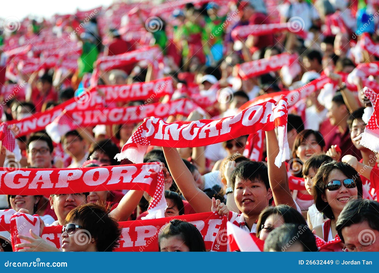 Spectators Waving Scarves during NDP 2012 Editorial Stock Image - Image ...