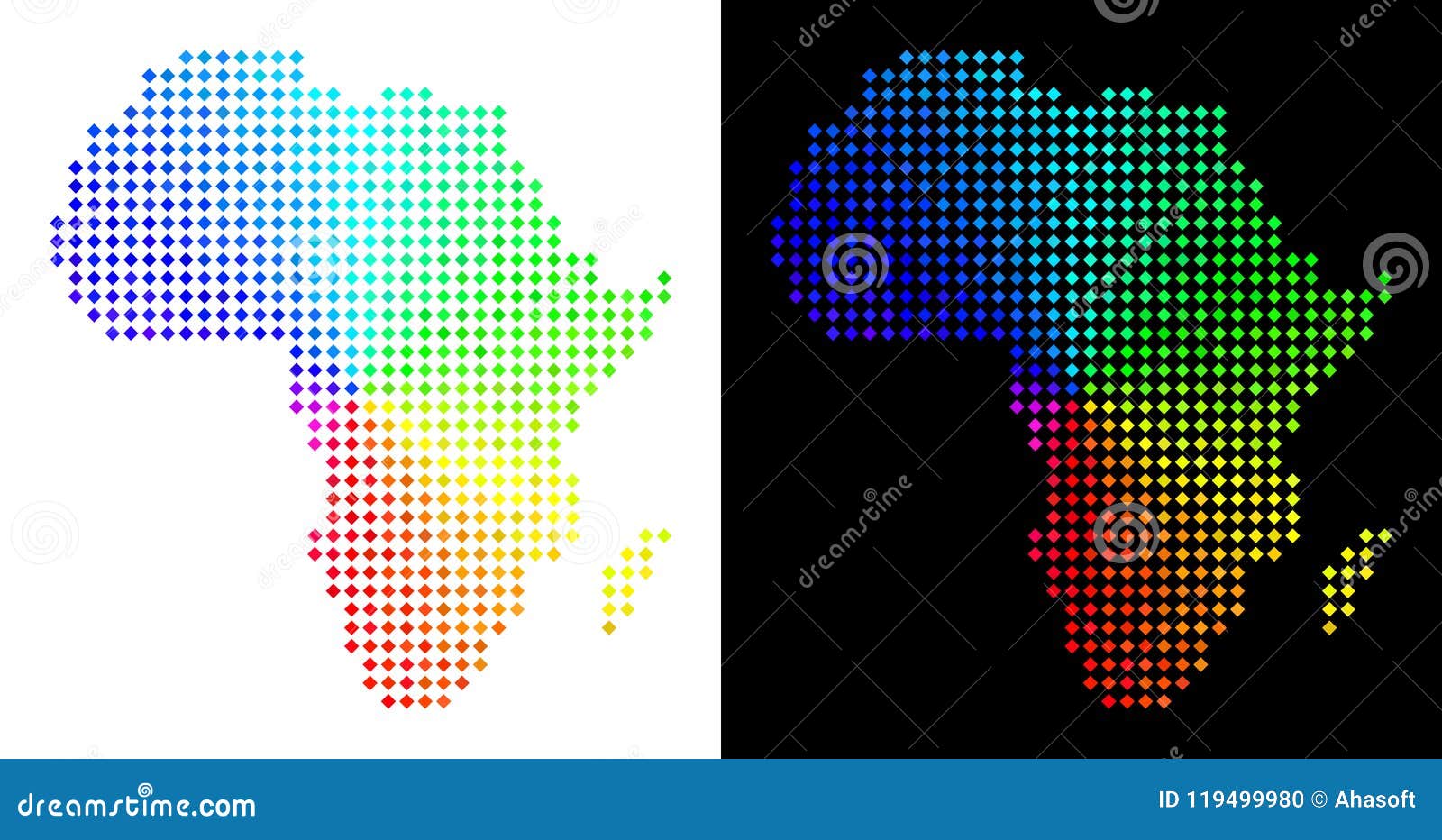 Spectrum Dotted Africa Map stock vector. Illustration of rhombus 