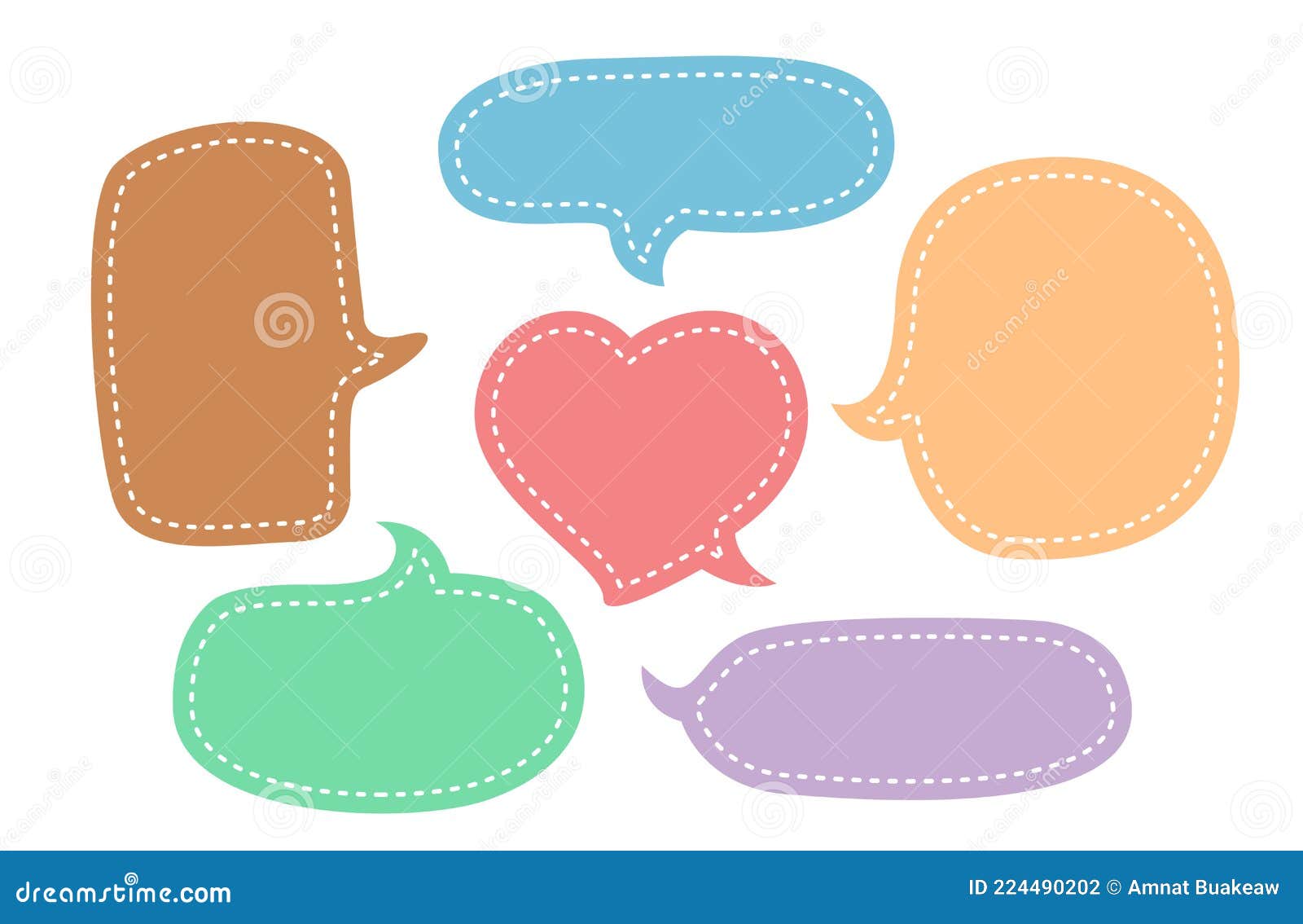 speech bubble chat pastel color and cute heart , balloon speech for dialog box, speech bubble frame for text title discussion