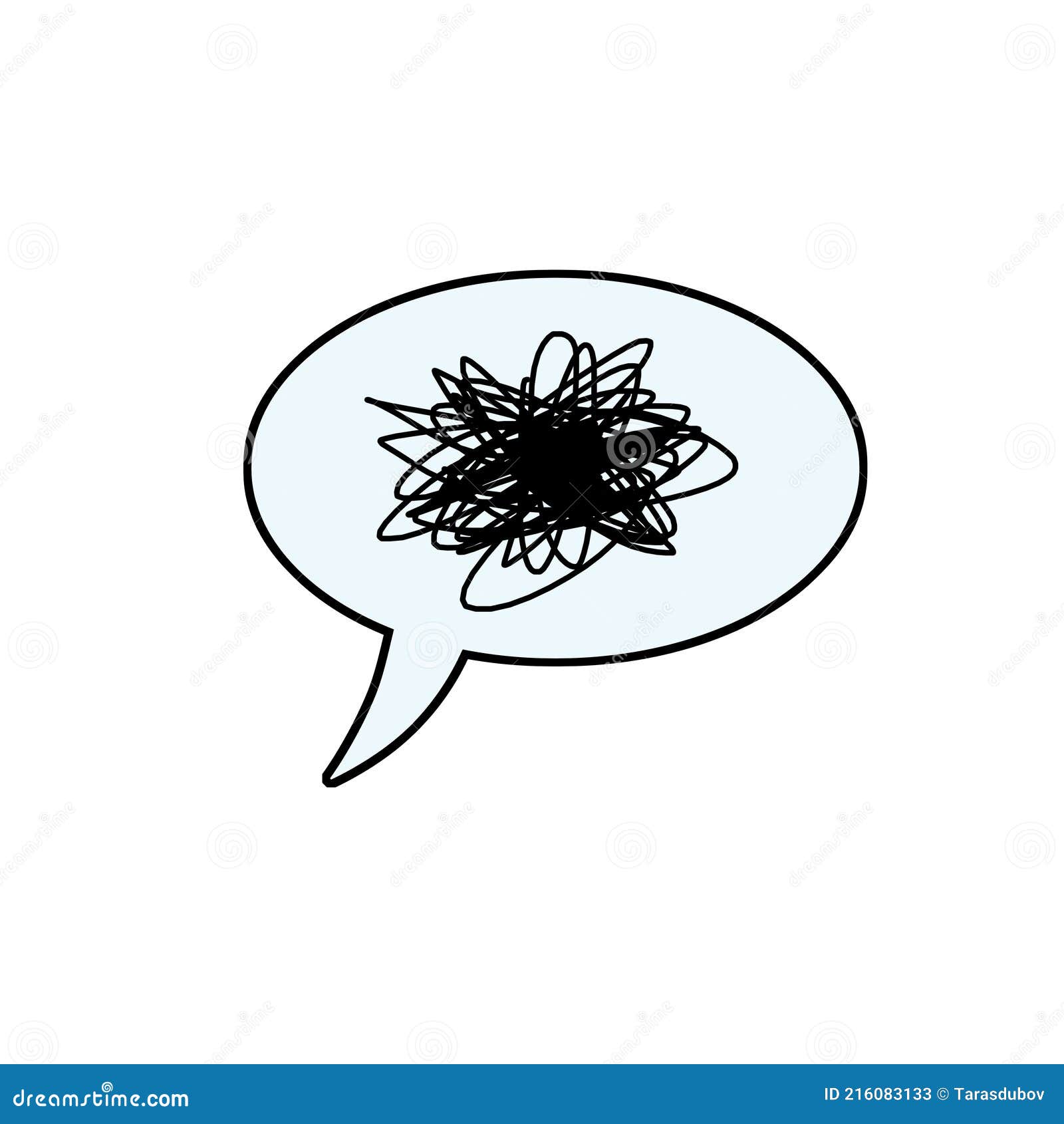 Speech Bubble. Confused Thoughts. Tangled Line Stock Vector