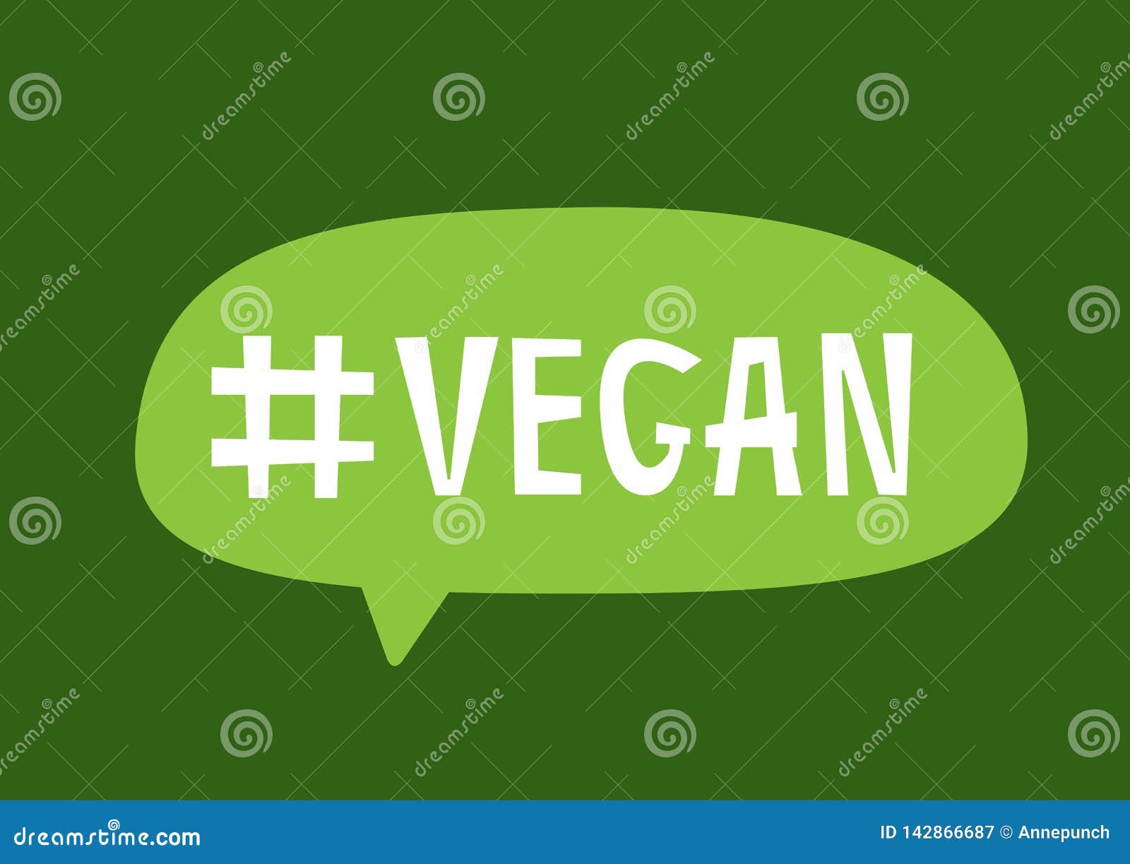 Speech Bubble with Hashtag Vegan. Stock Vector Illustration of nature