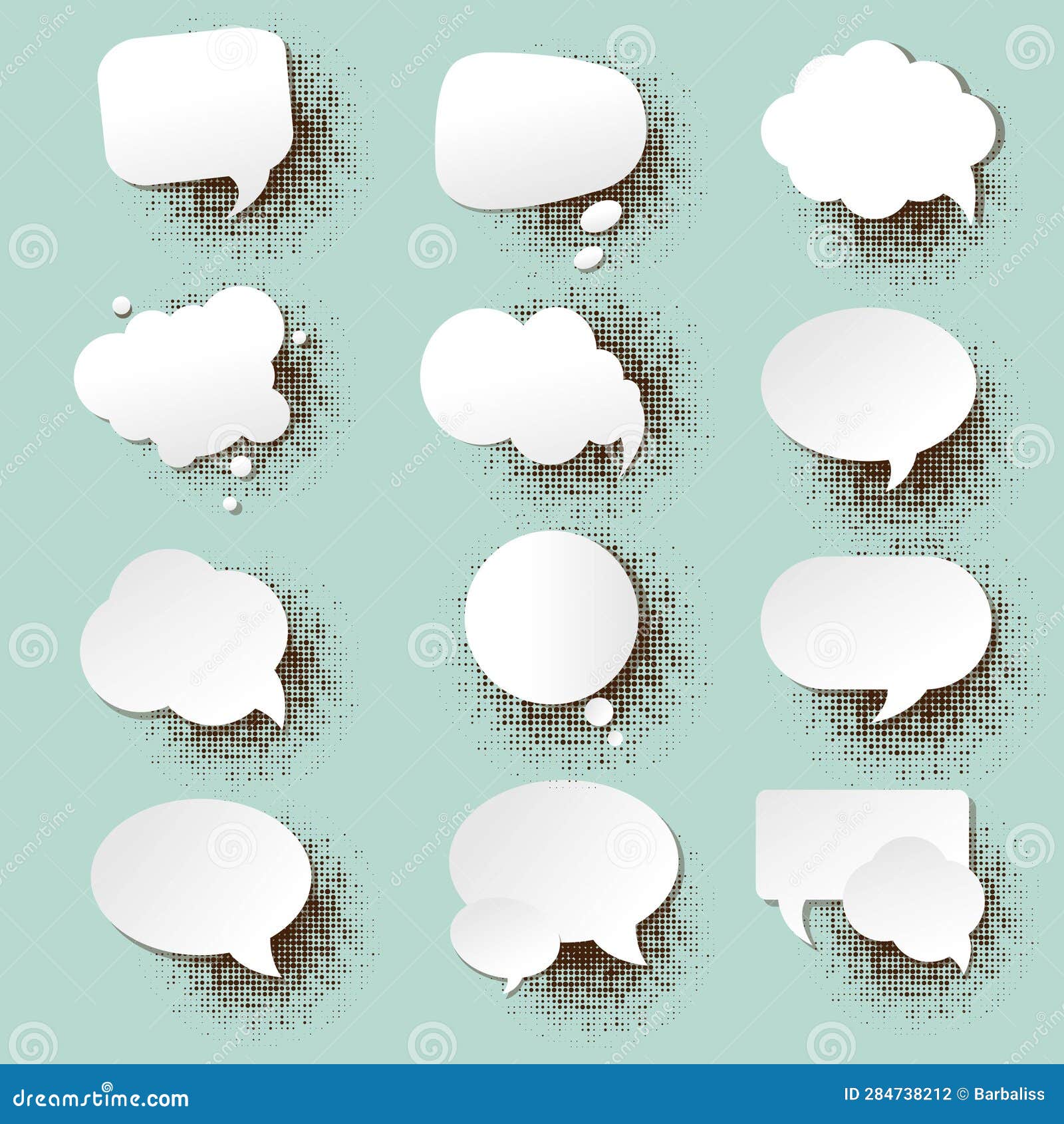 speech bubble set with mint background