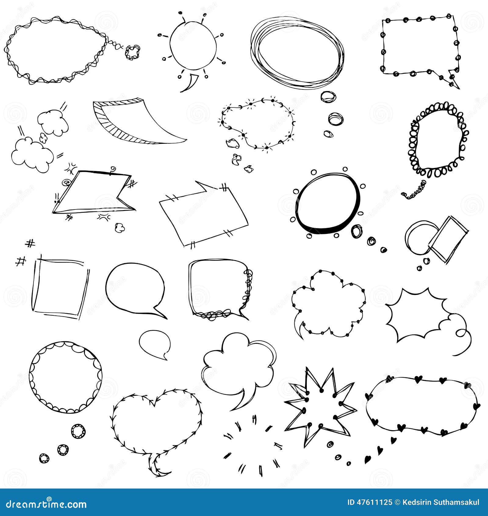 Premium Vector | Comic speech bubble doodle set cloud shape hand drawn  sketch style speech bubble chat message