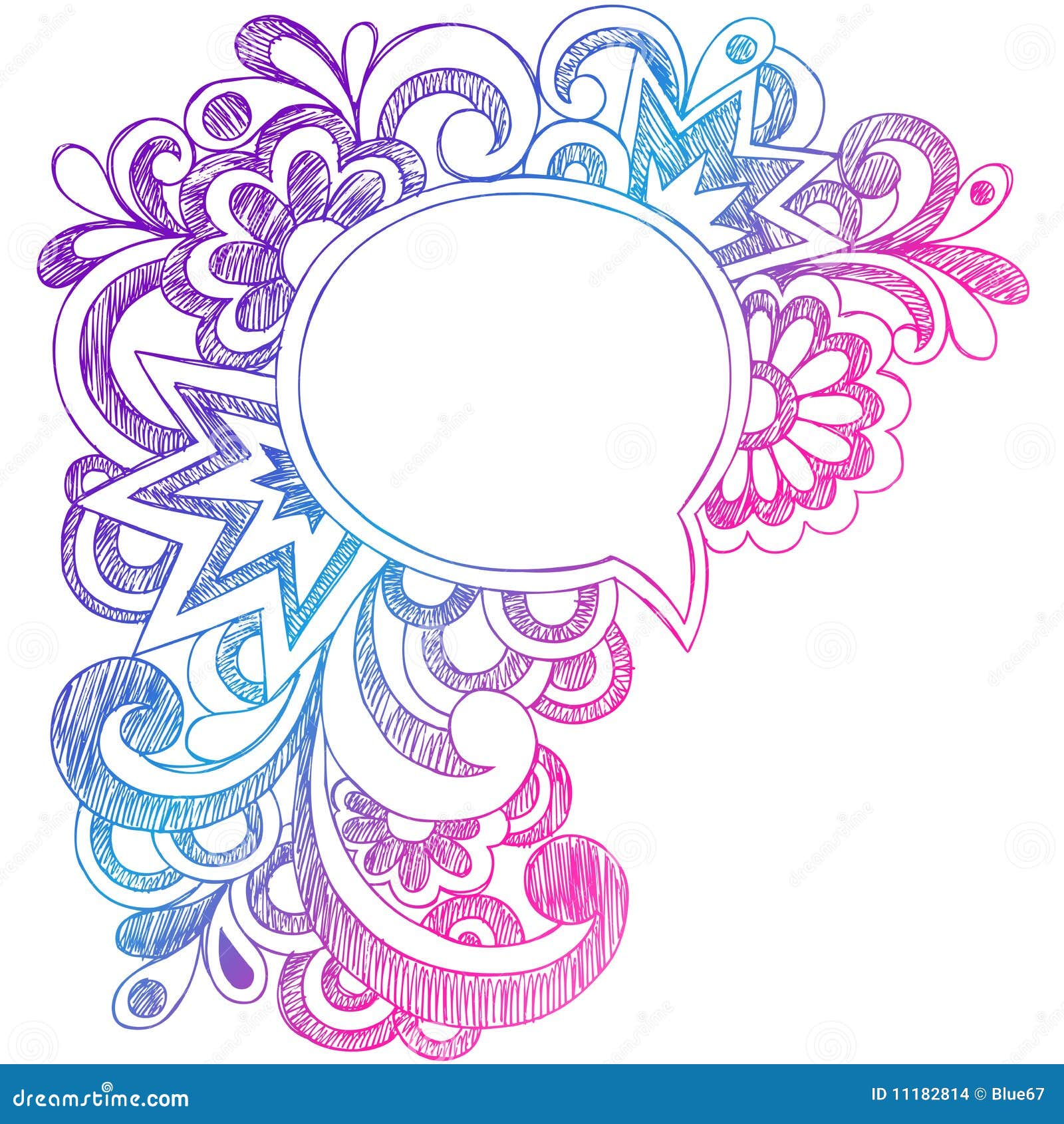 Speech Bubble Sketchy Notebook Doodles Frame Stock Vector