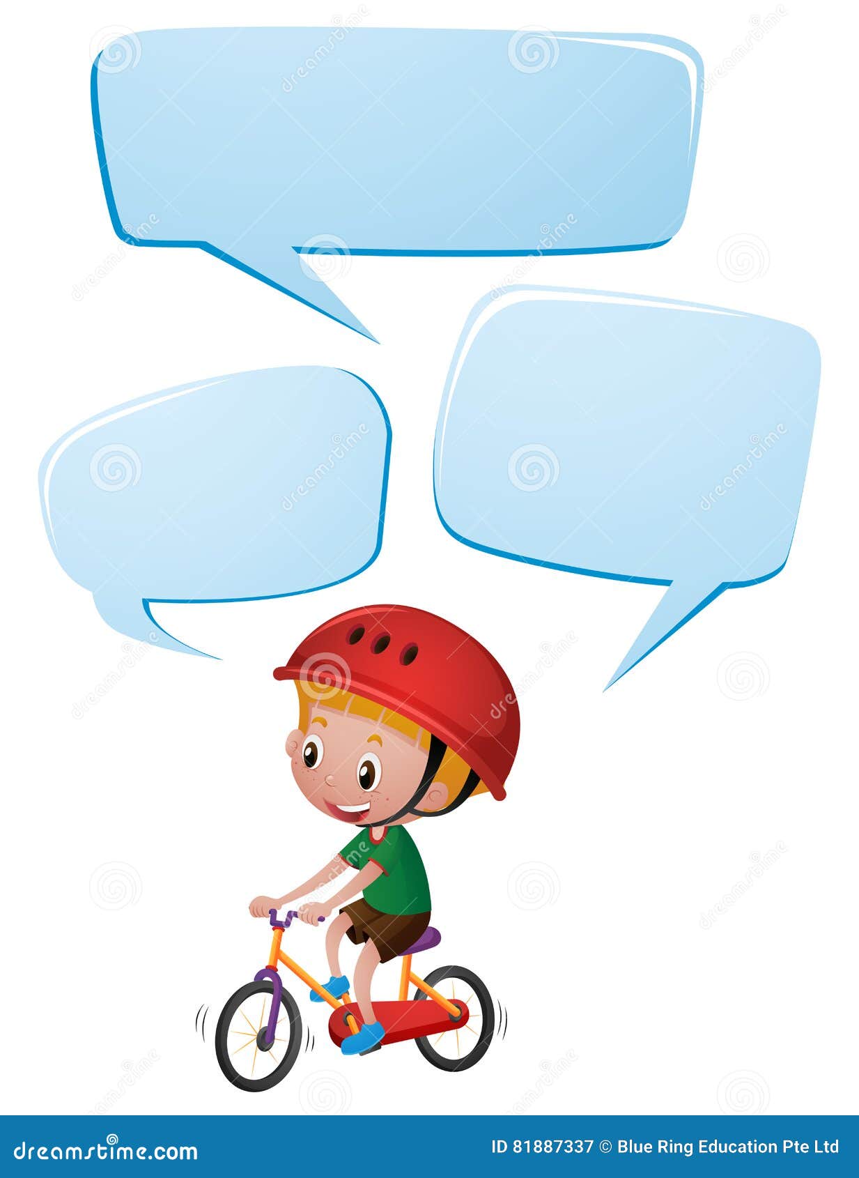 Speech Bubble Template with Boy on Bike Stock Vector Illustration of