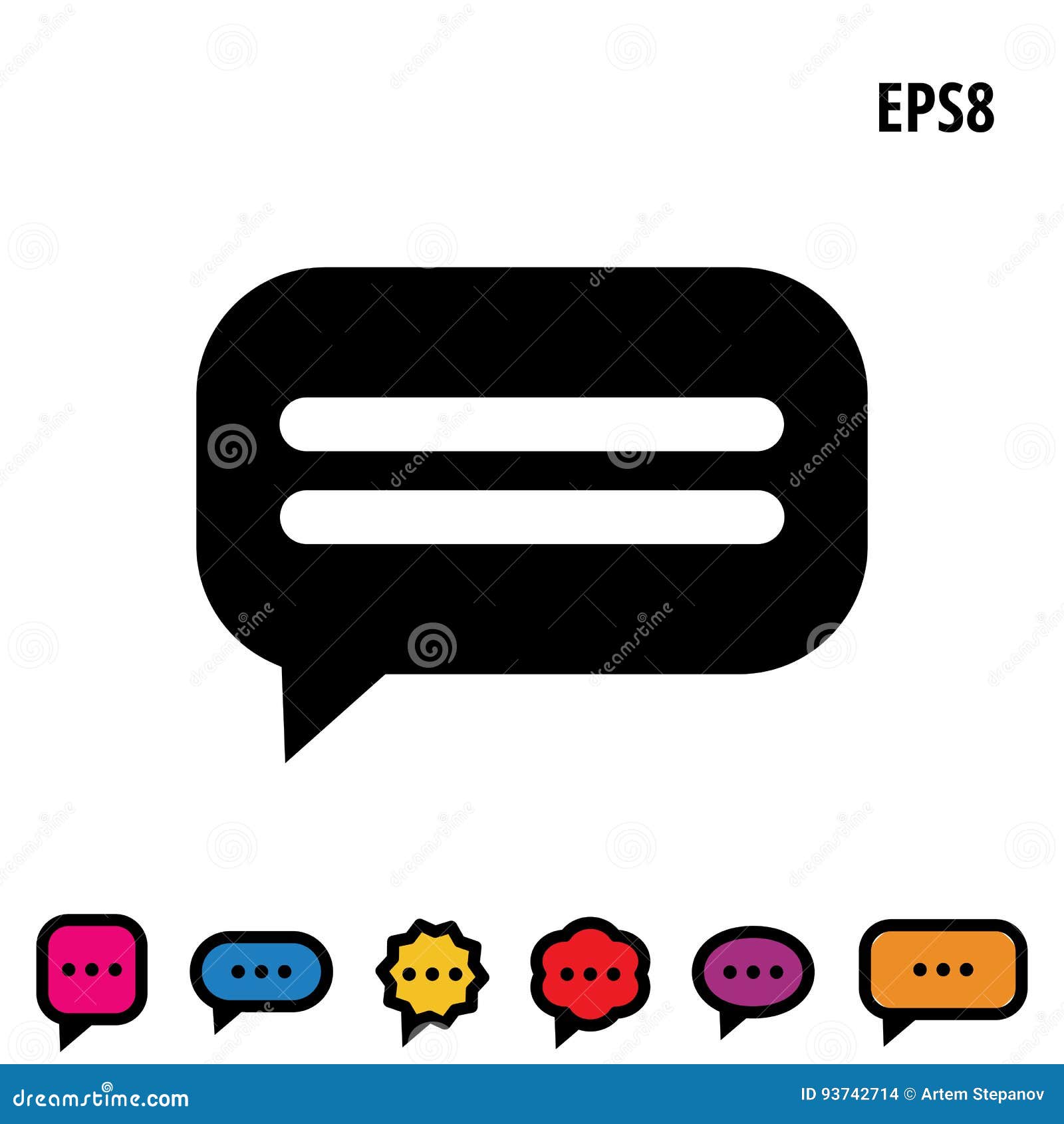 Speech Bubble Vector Icon stock vector. Illustration of object - 93742714