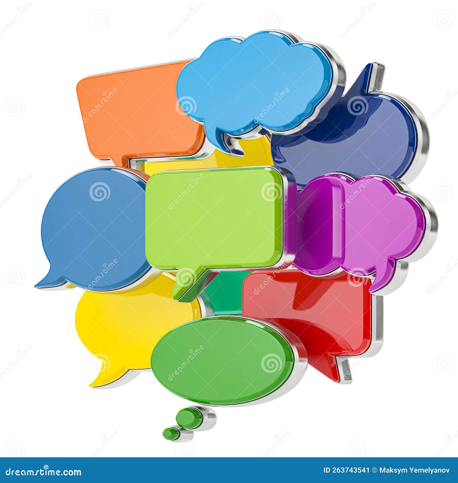 speech bubbles of different forms and coclors  on white