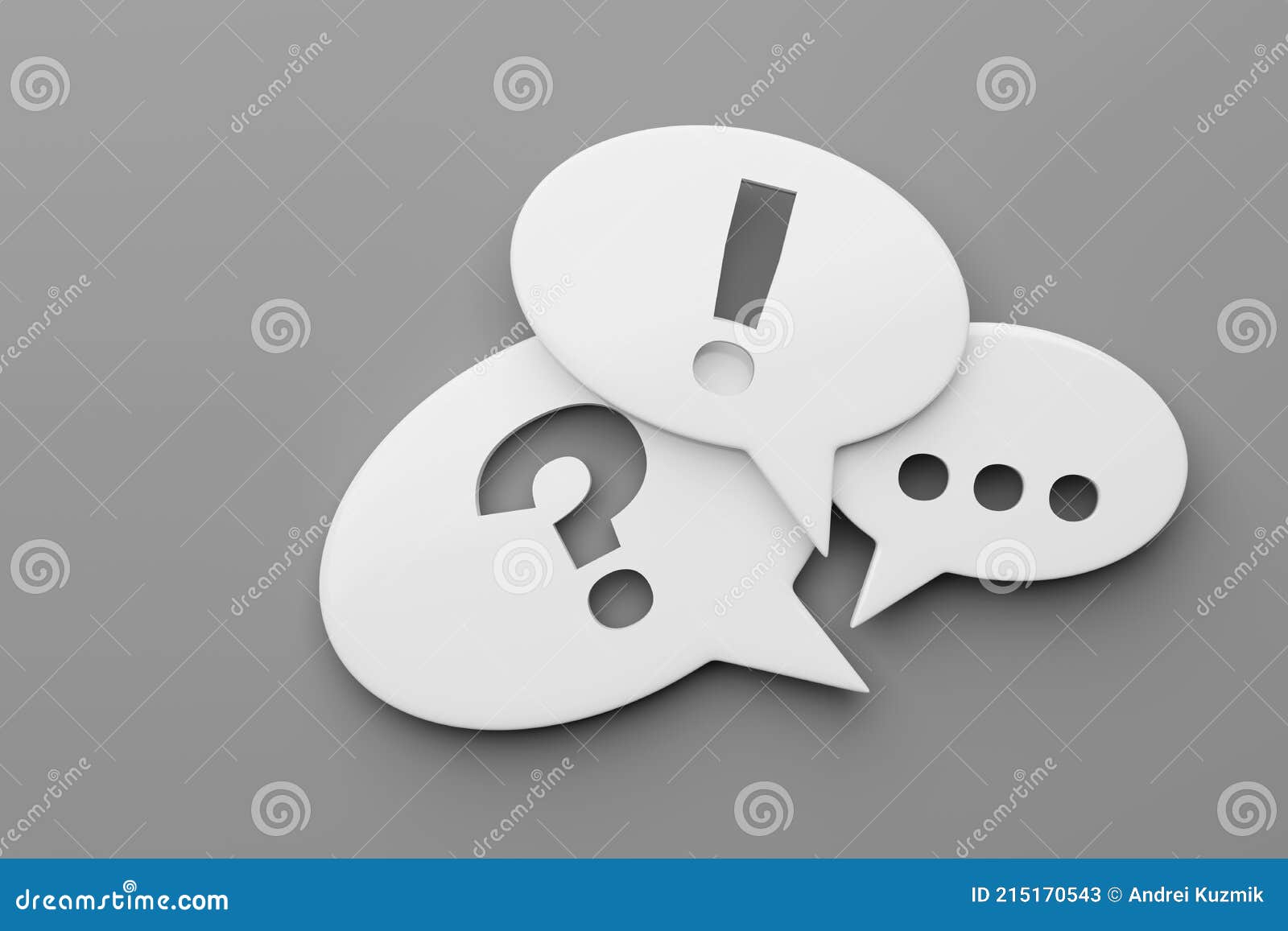 Speech Bubbles with Ellipsis, Exclamation, Question Punctuation Marks