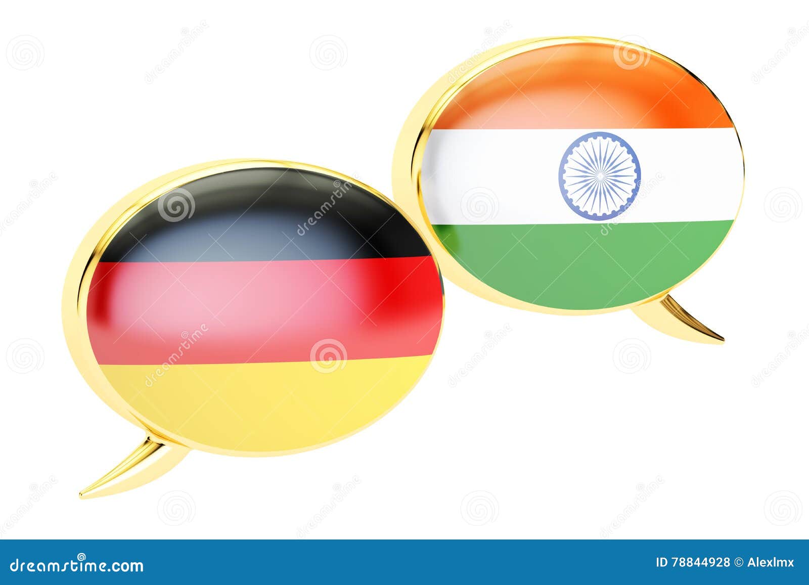 Speech Bubbles, GermanIndian Translation Concept. 3D Rendering Stock