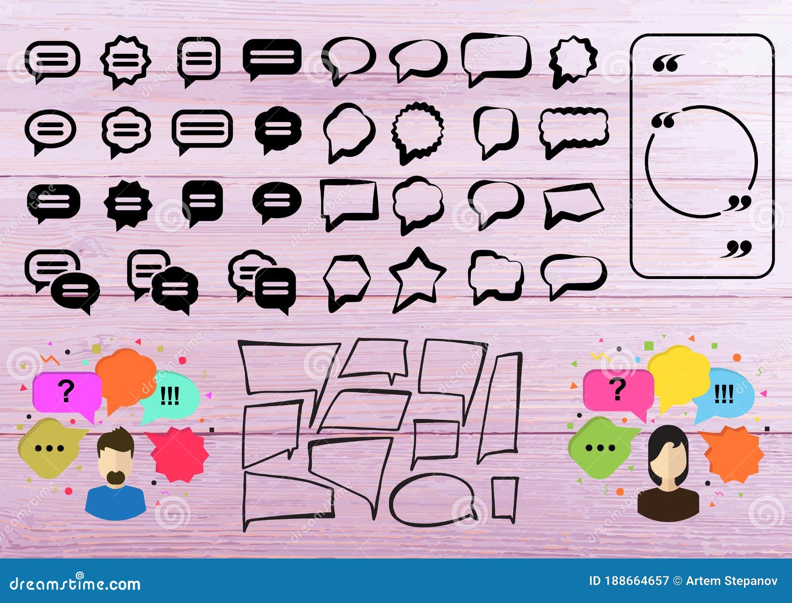 Speech Bubbles or Quiz Icons for Laser Cut Set Stock Vector