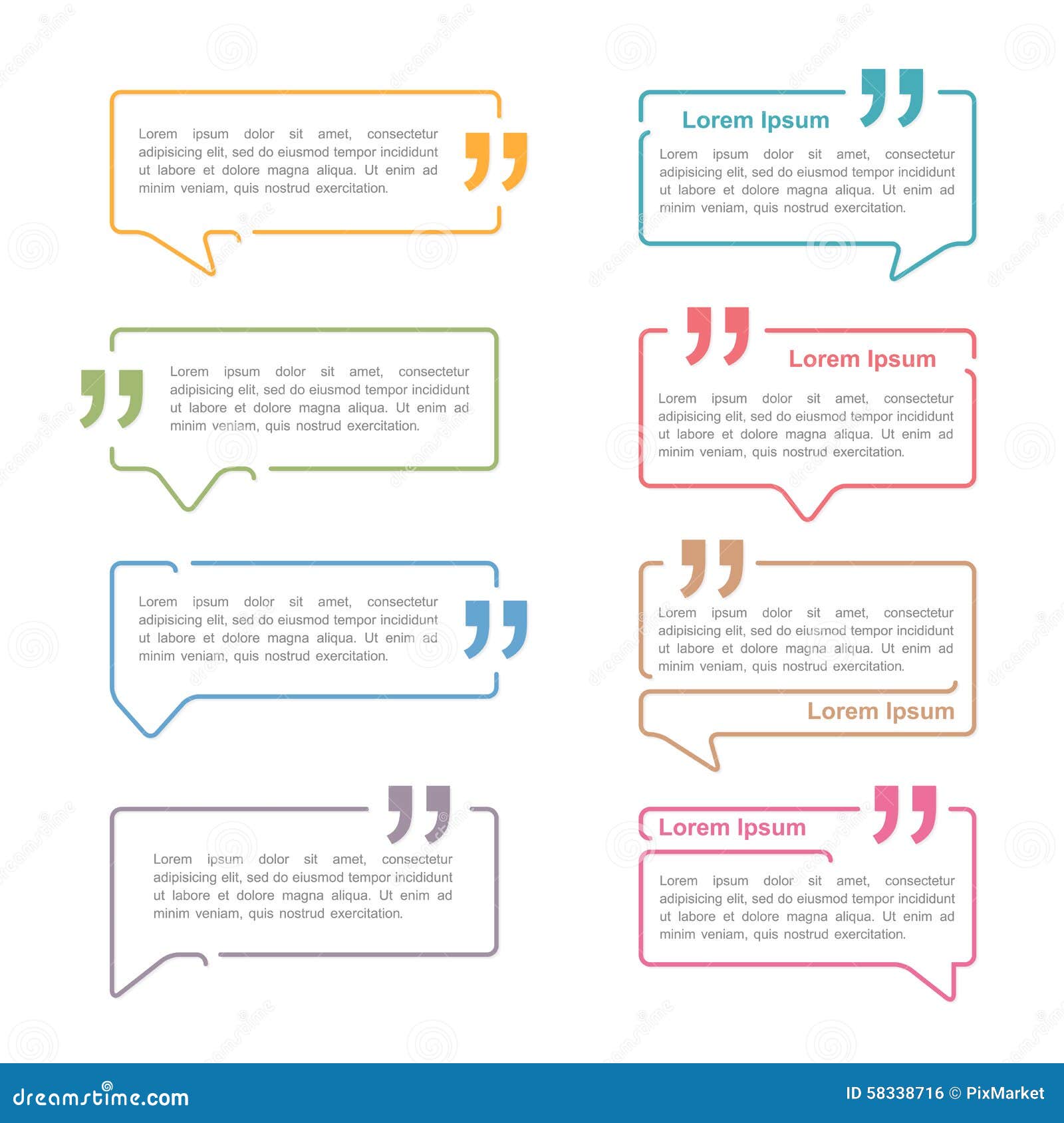 speech bubbles with quotes