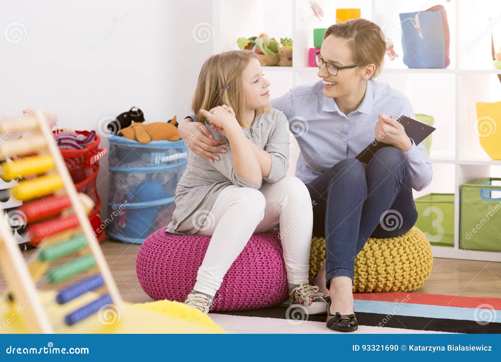 speech therapist working with child