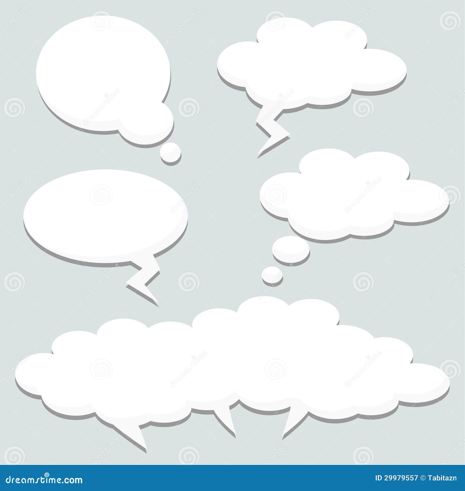 speech thought bubbles, clouds, 