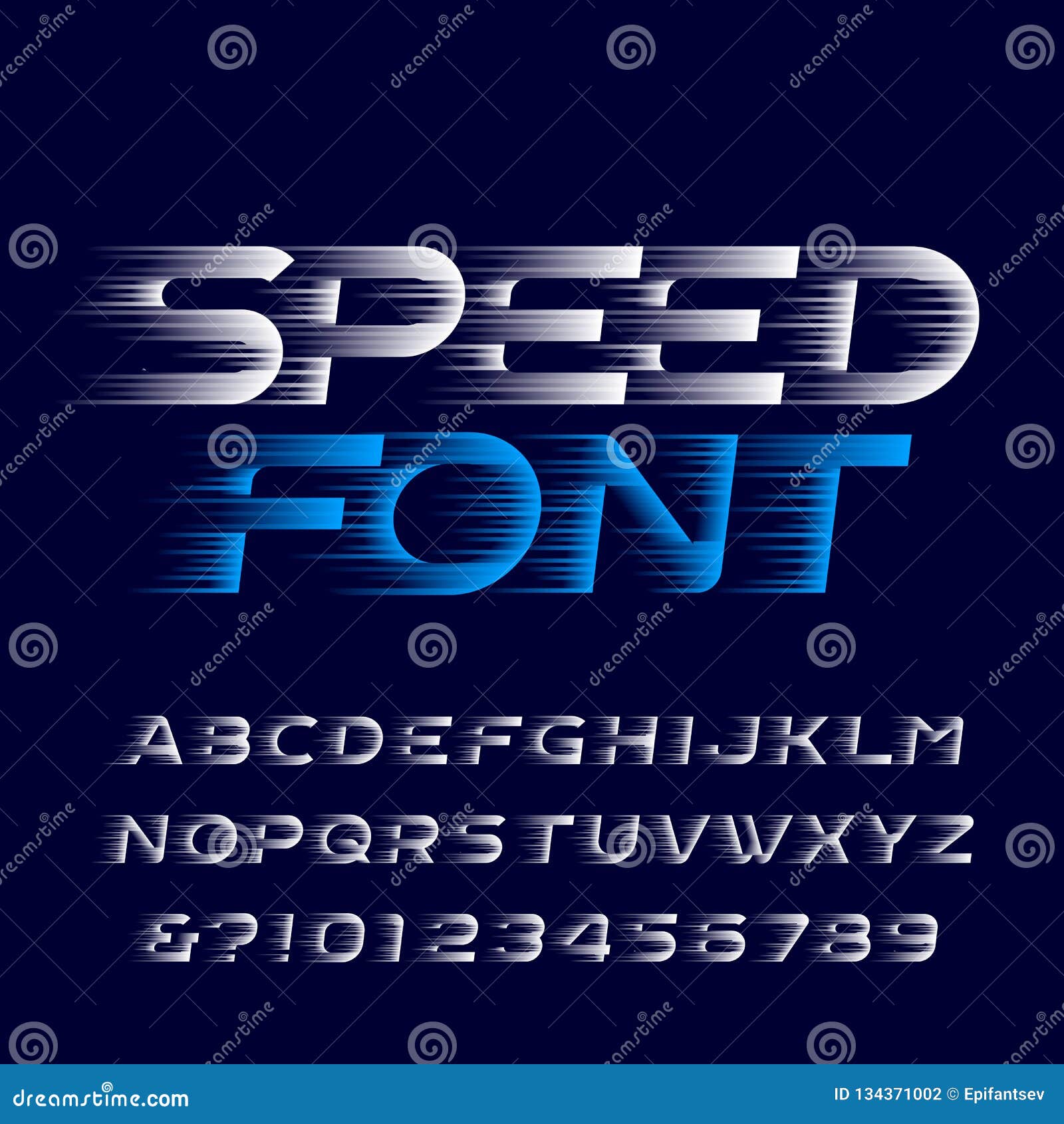 speed alphabet font. fast speed effect type letters and numbers.