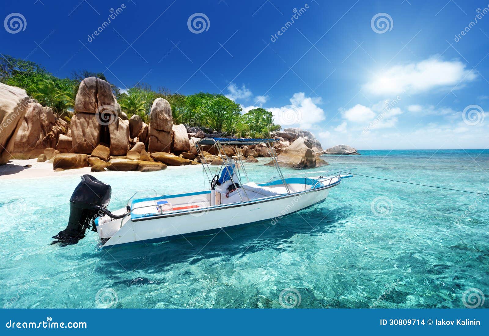 Speed Boat on the Beach of Coco Island Stock Photo Image of seascape, ship 30809714