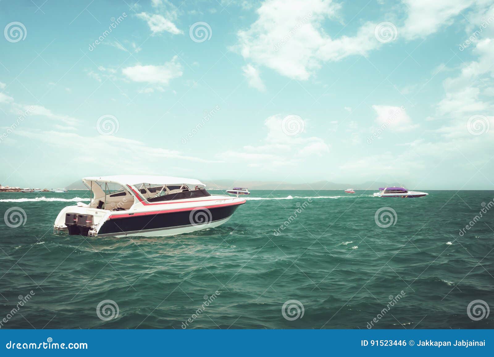 Free: Speed boat drawing, vintage illustration