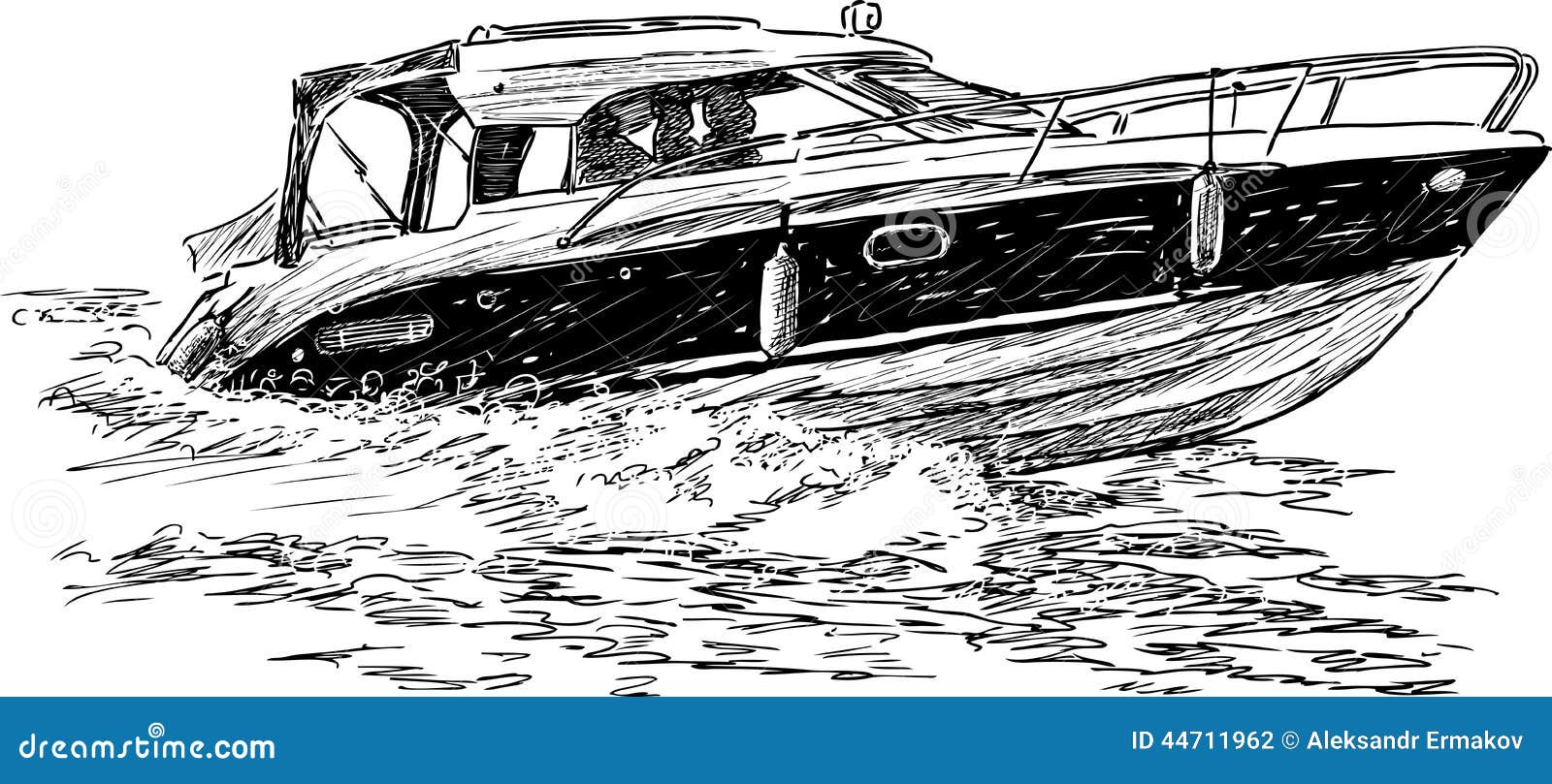 Stylized vector illustration of drawings of a speedboat Stock Vector Image  & Art - Alamy