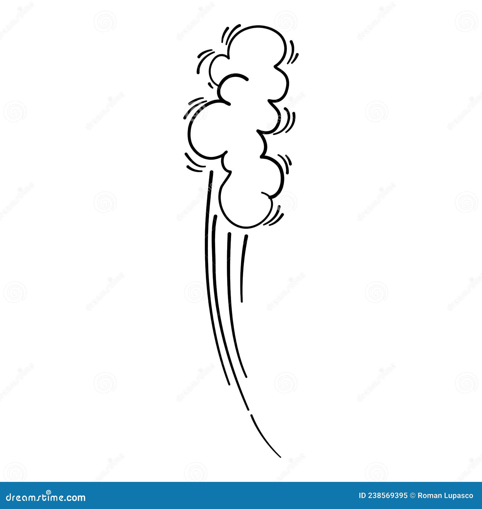 Speed Cloud Motion Effect. Cartoon Comic Line Clouds, Moving Smoke Puff