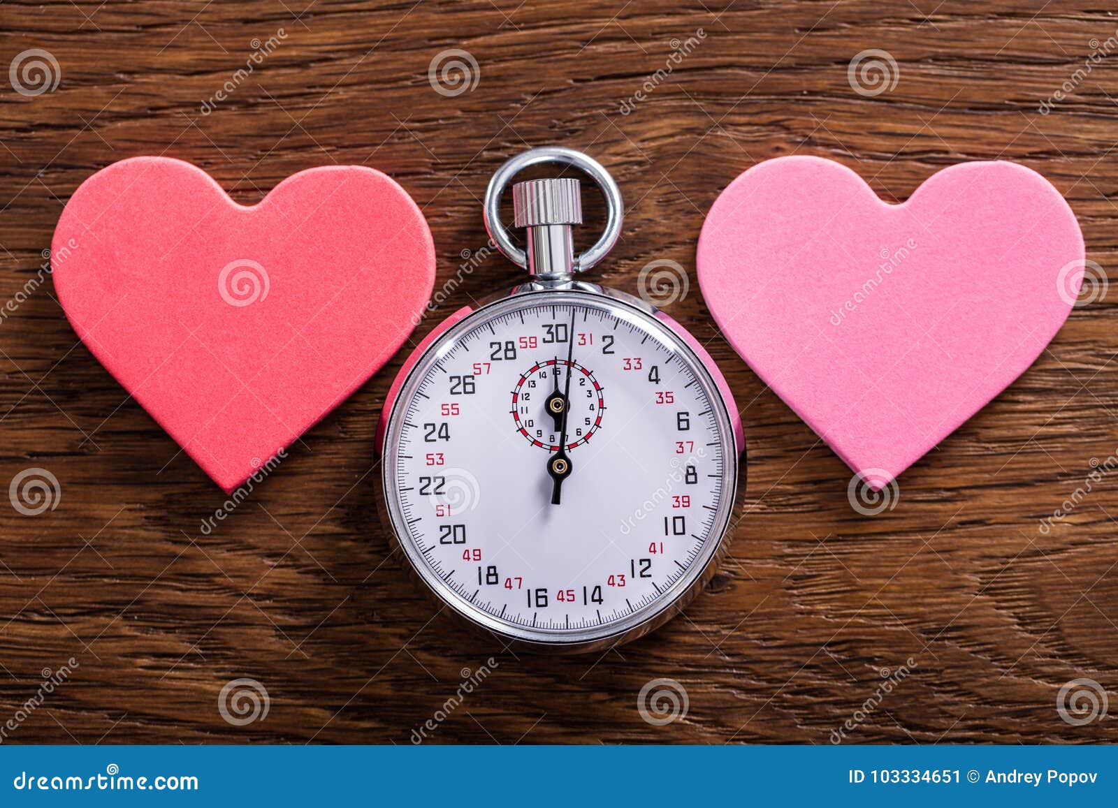 speed dating concept. hearts and a stop watch