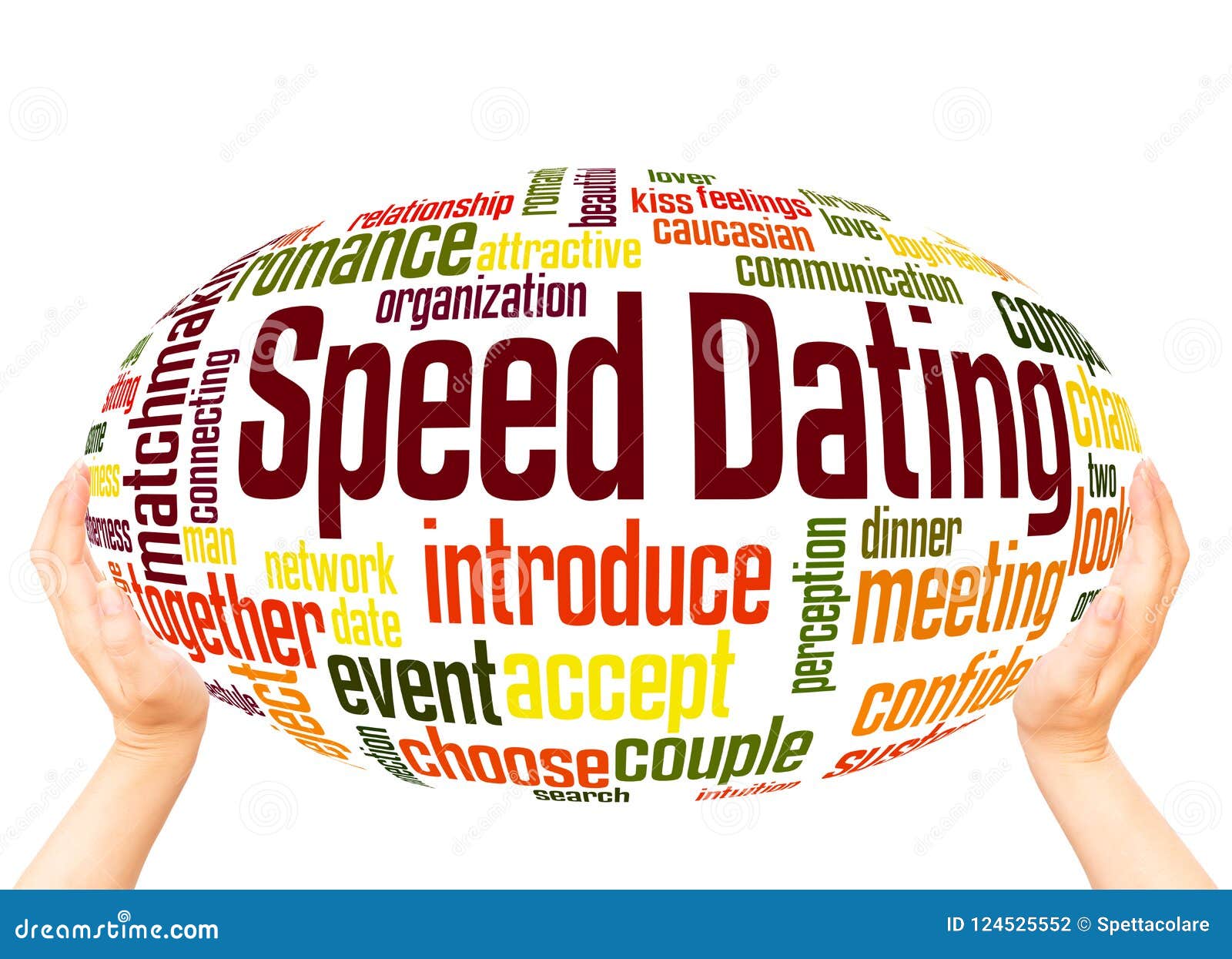 Speed Dating Word Cloud Hand Sphere Concept Stock Illustration