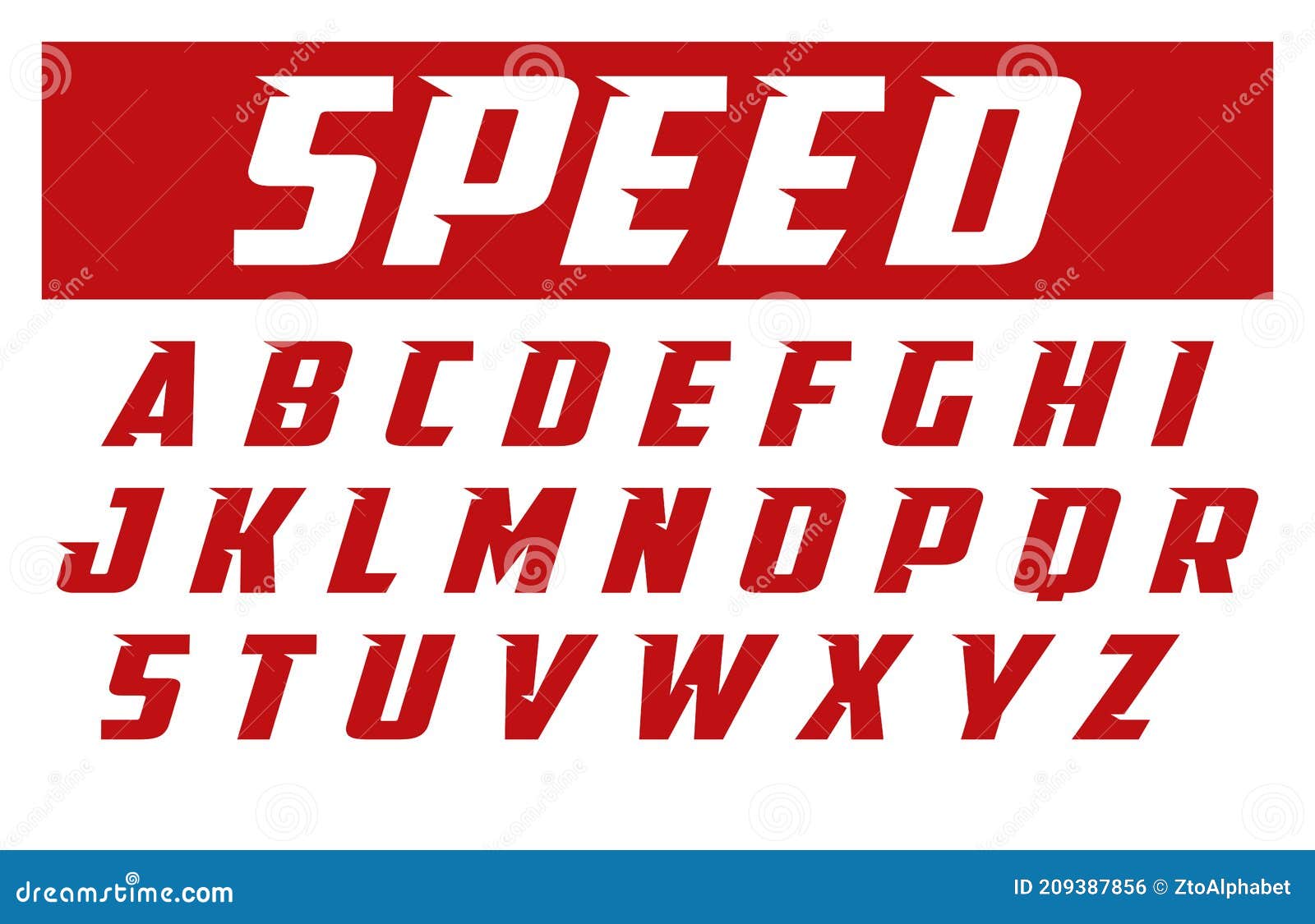 Racing font alphabet letters with wind effect. Modern sport logo