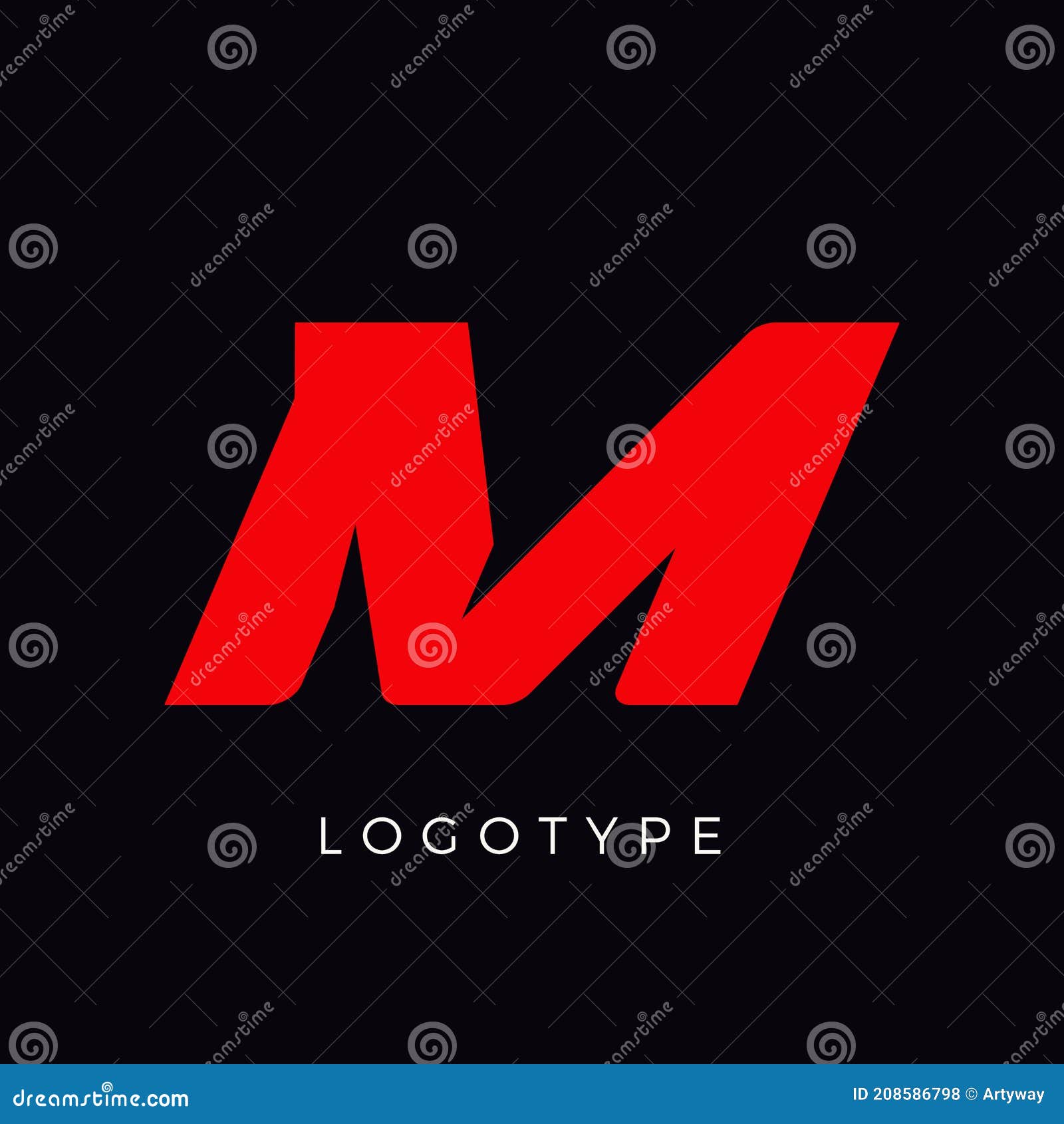 speed letter m. red race monogram logo. italic bold racing style  latin character. letter for branding. typeset