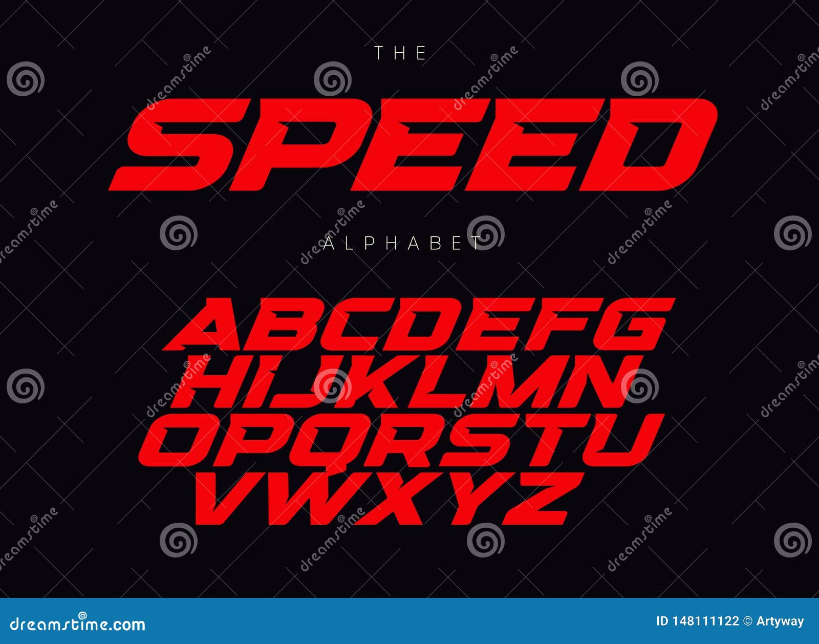 Racing font alphabet letters with wind effect. Modern sport logo