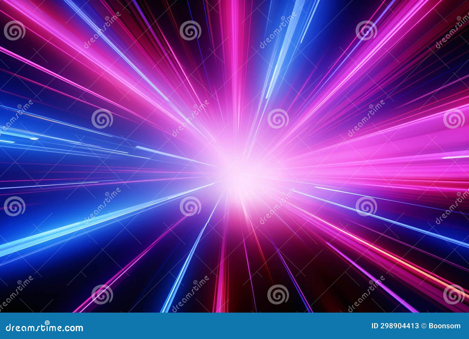 Speed of Light. Abstract Neon Glowing Rays in Motion Background