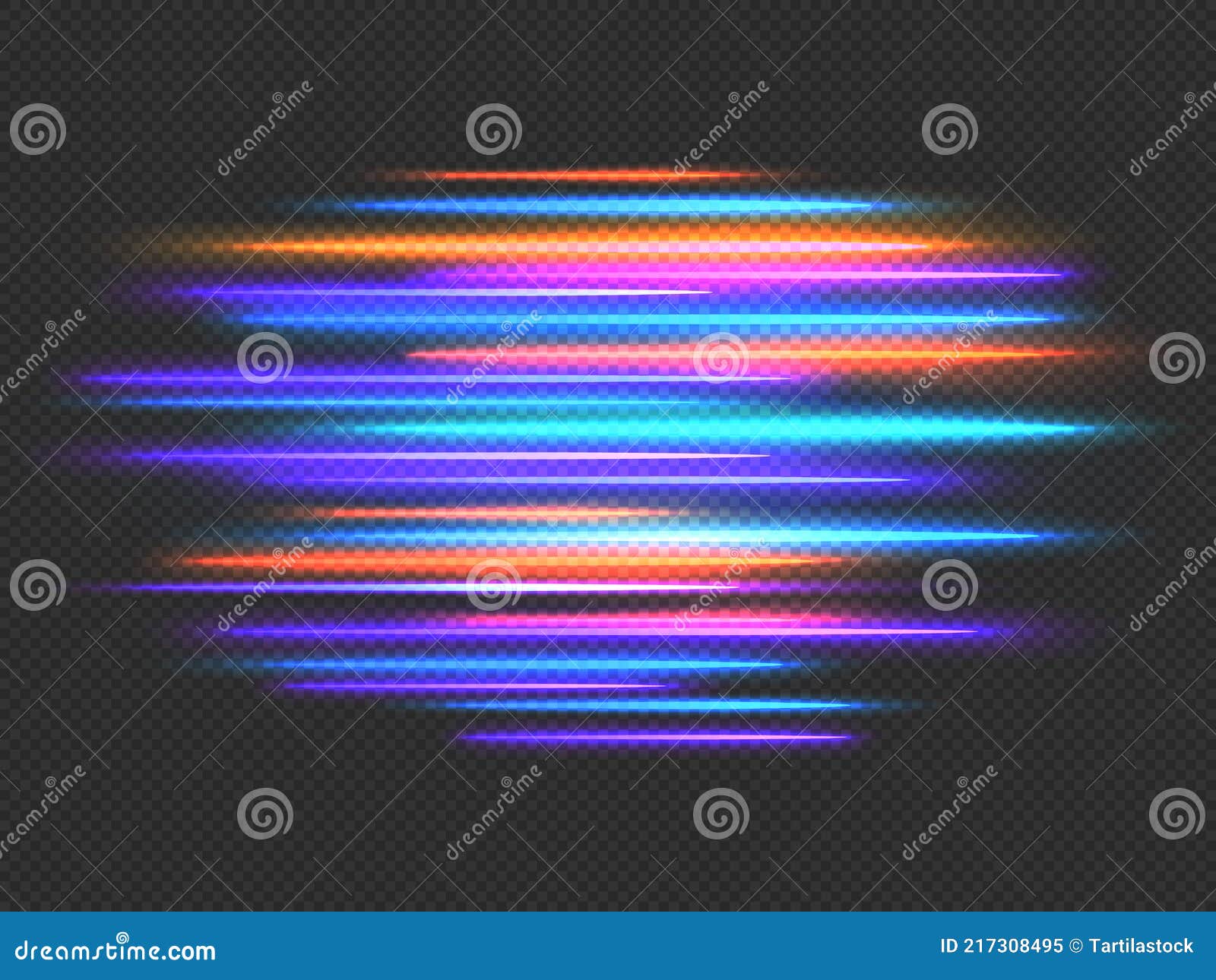 Dazzling neon lights captured in motion, the blurred lines forming